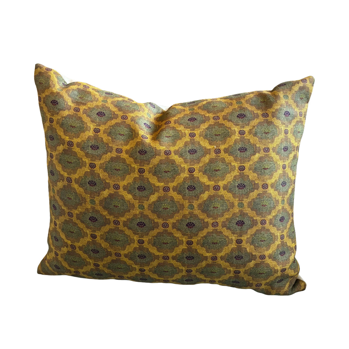 Italian Fabric Green and Yellow Pillows, 19” x 24”