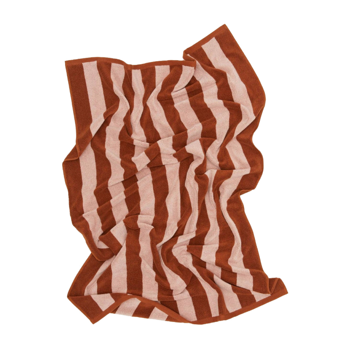 SIMPLE STRIPED TERRY TOWELS - BLUSH/TERRACOTTA: HAND
