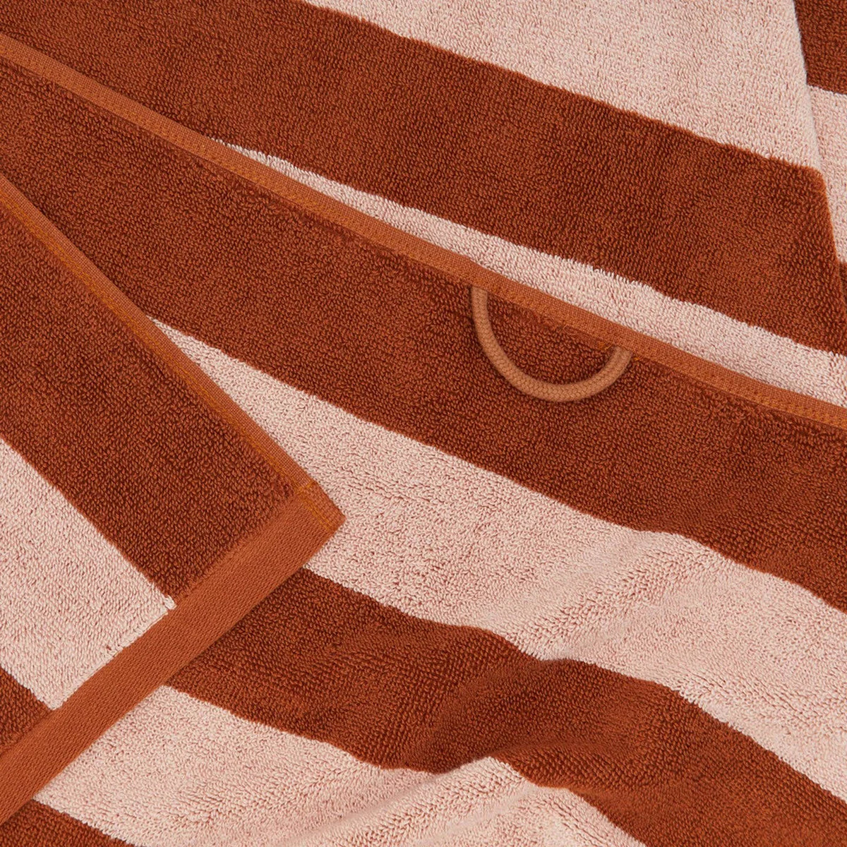 SIMPLE STRIPED TERRY TOWELS - BLUSH/TERRACOTTA: WASHCLOTH