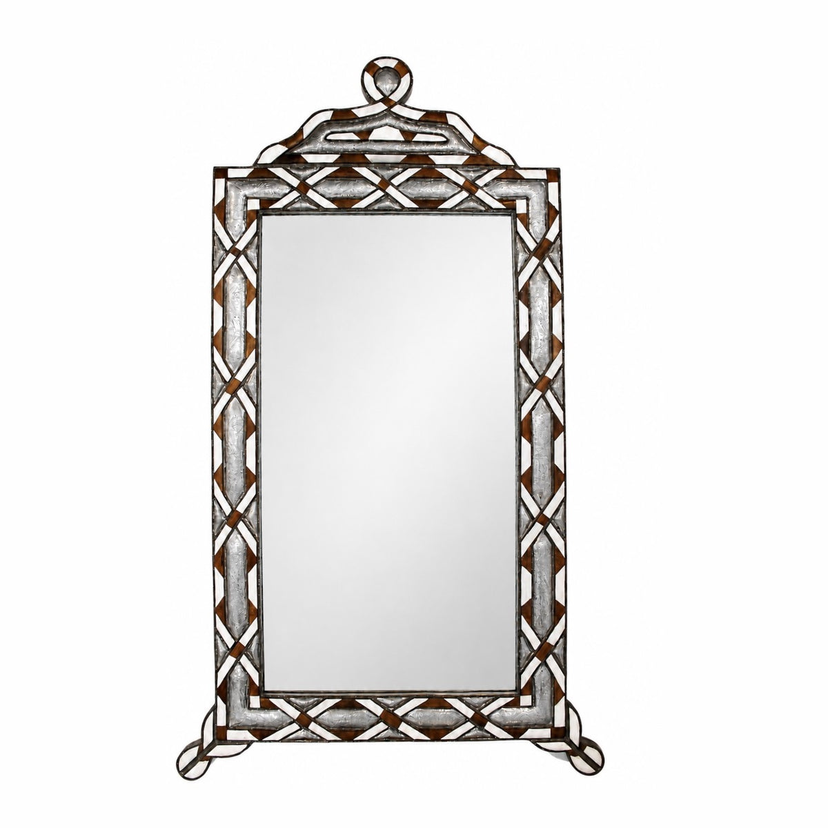 Wall Mirror with Wood & Bone Inlay