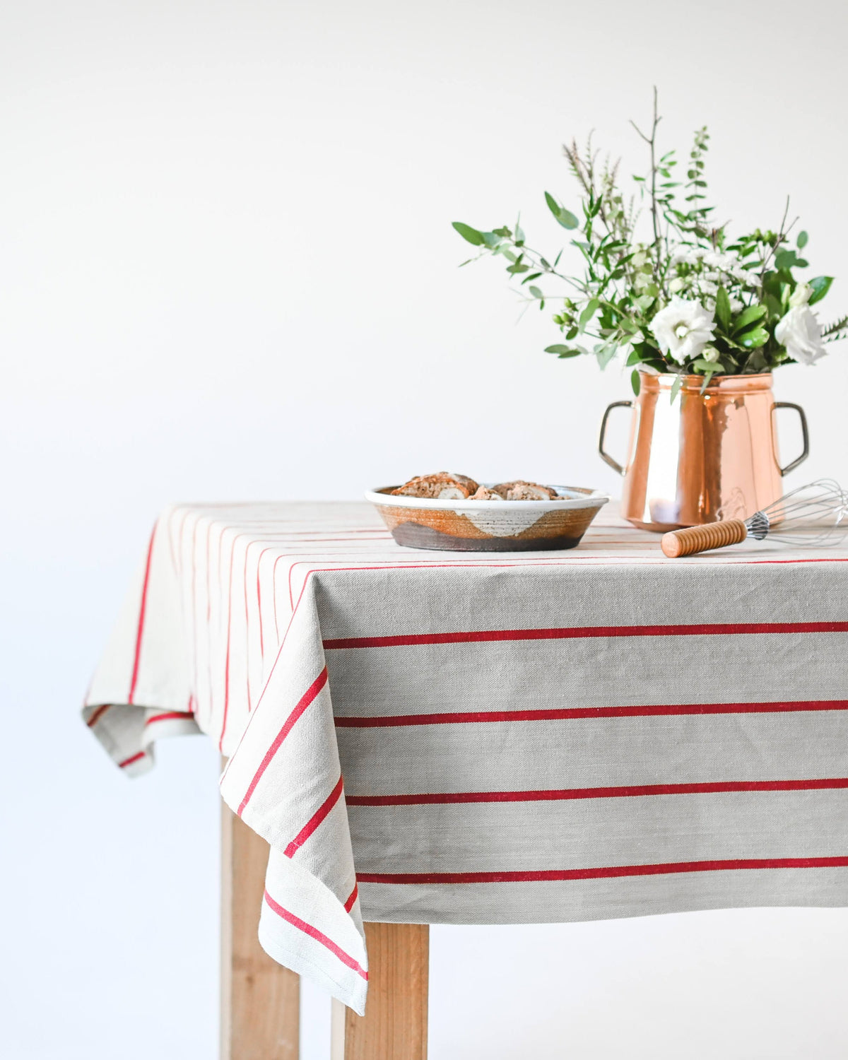 Red Stripe Linen Tablecloth