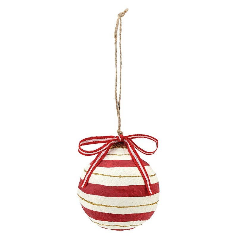 Paper-Mache Ornaments - Red - Set of 4