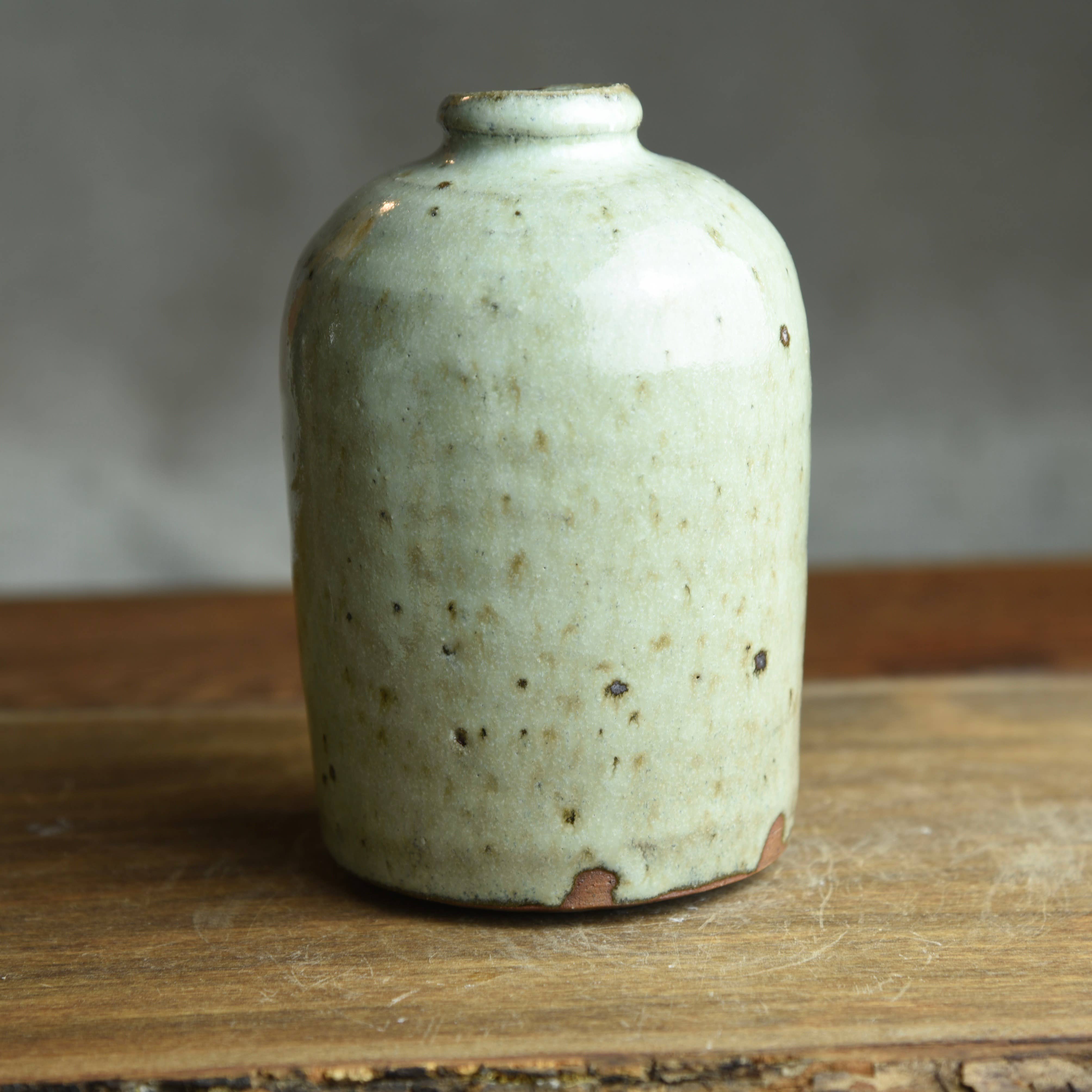 Medium Bud Vase in White Ash Glaze Foraged Clay