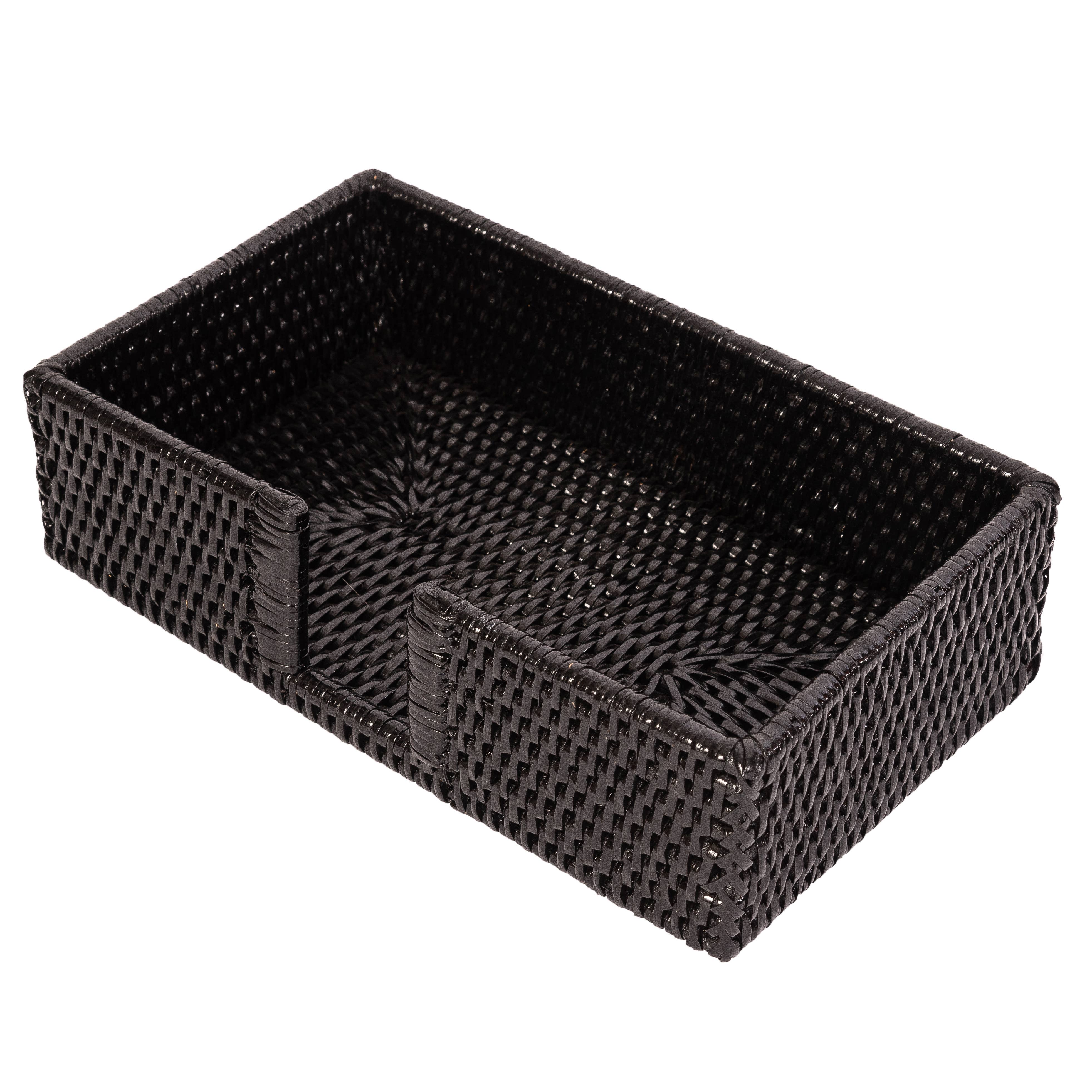 Rattan Guest Towel/Napkin Holder with Cutout: Tudor Black