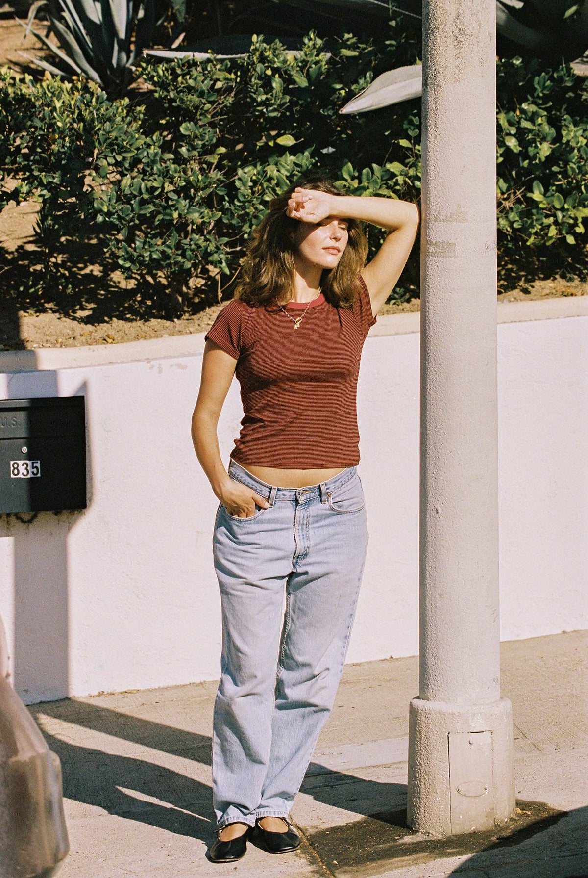 Striped Ringer Tee: Brick Stripe / XL