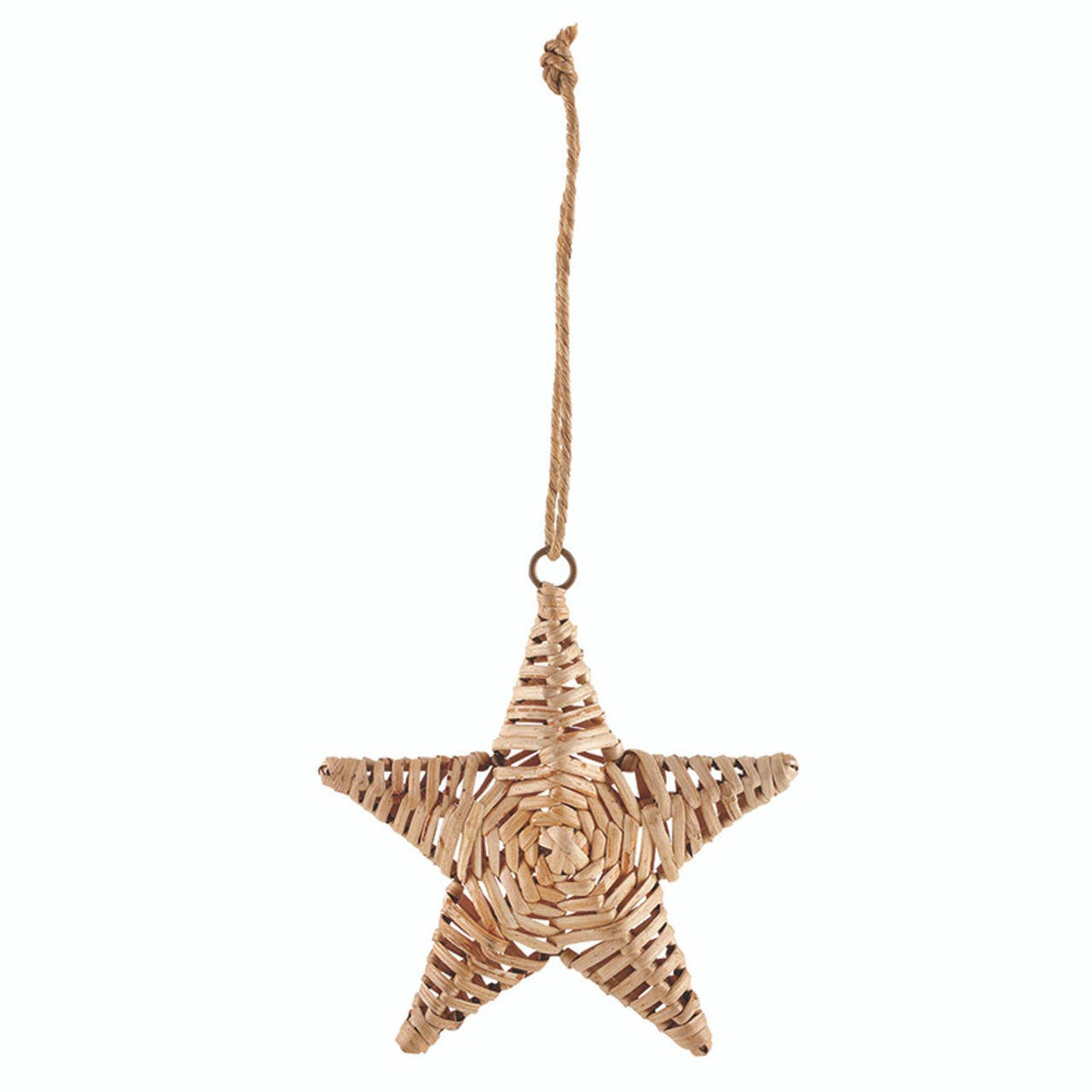 Wicker Star Ornament - Natural: Iron , Wicker / 6" W x 6" H