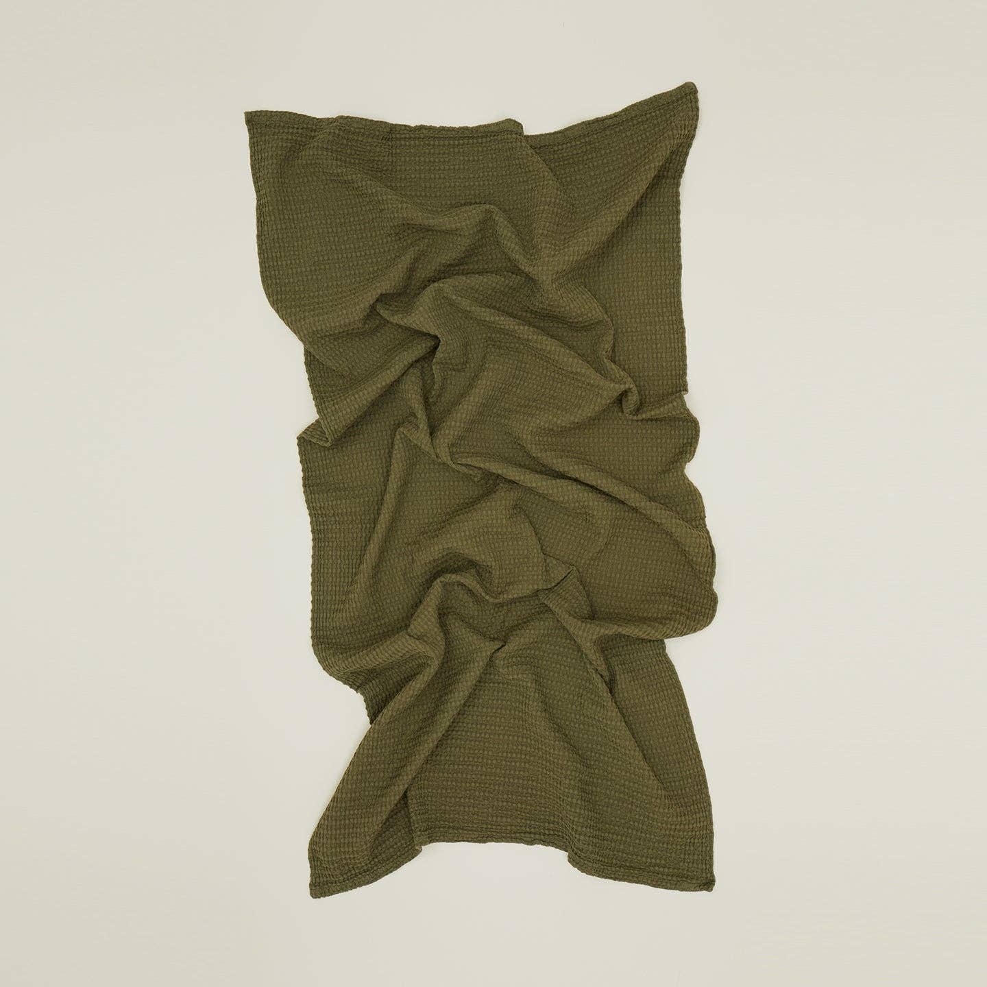 SIMPLE WAFFLE TOWELS - OLIVE: WASHCLOTH