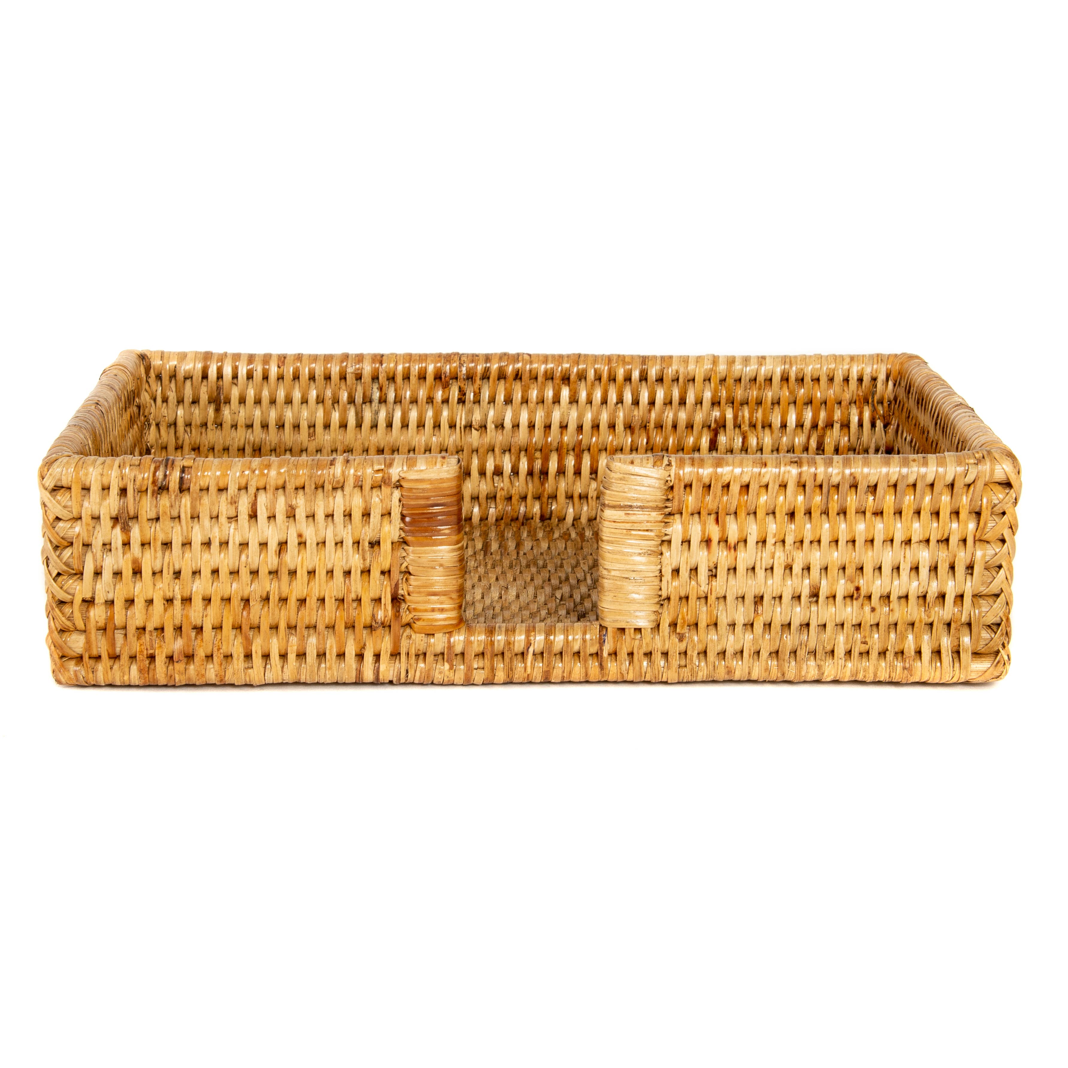 Rattan Guest Towel/Napkin Holder with Cutout: Honey Brown
