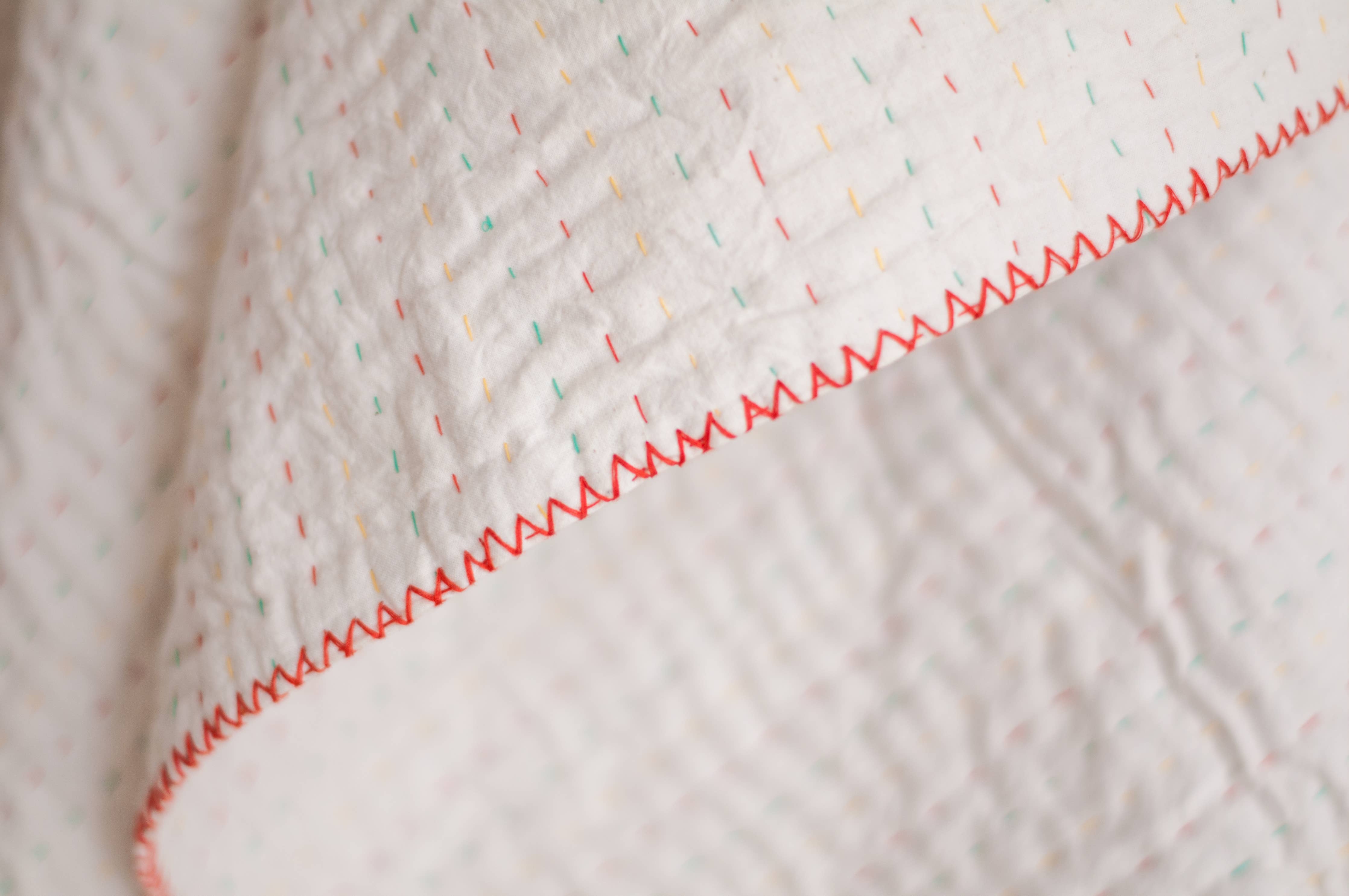Basha Natural/Unbleached Cotton Twin Blanket: Shades of blue