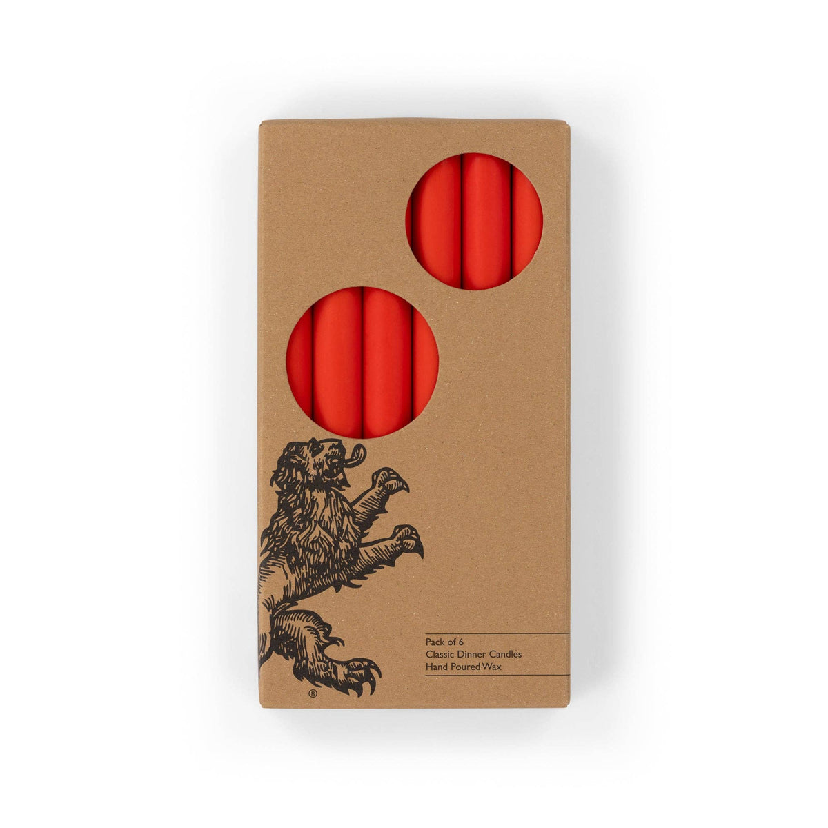 Poppy Red Eco Dinner Candles, Gift Box of 6 (10” H)