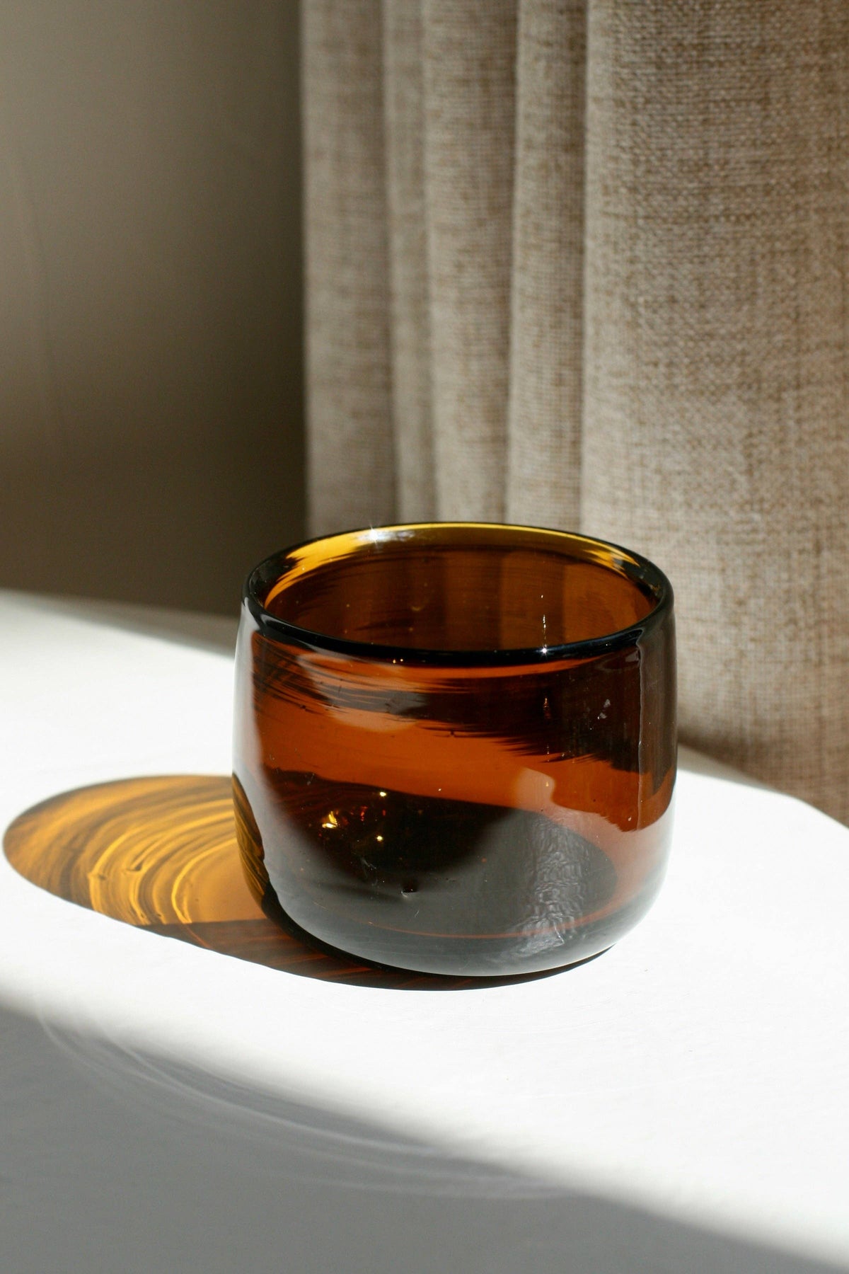 Amber Chunky Shortie Tumbler - Handblown, Recycled Glass