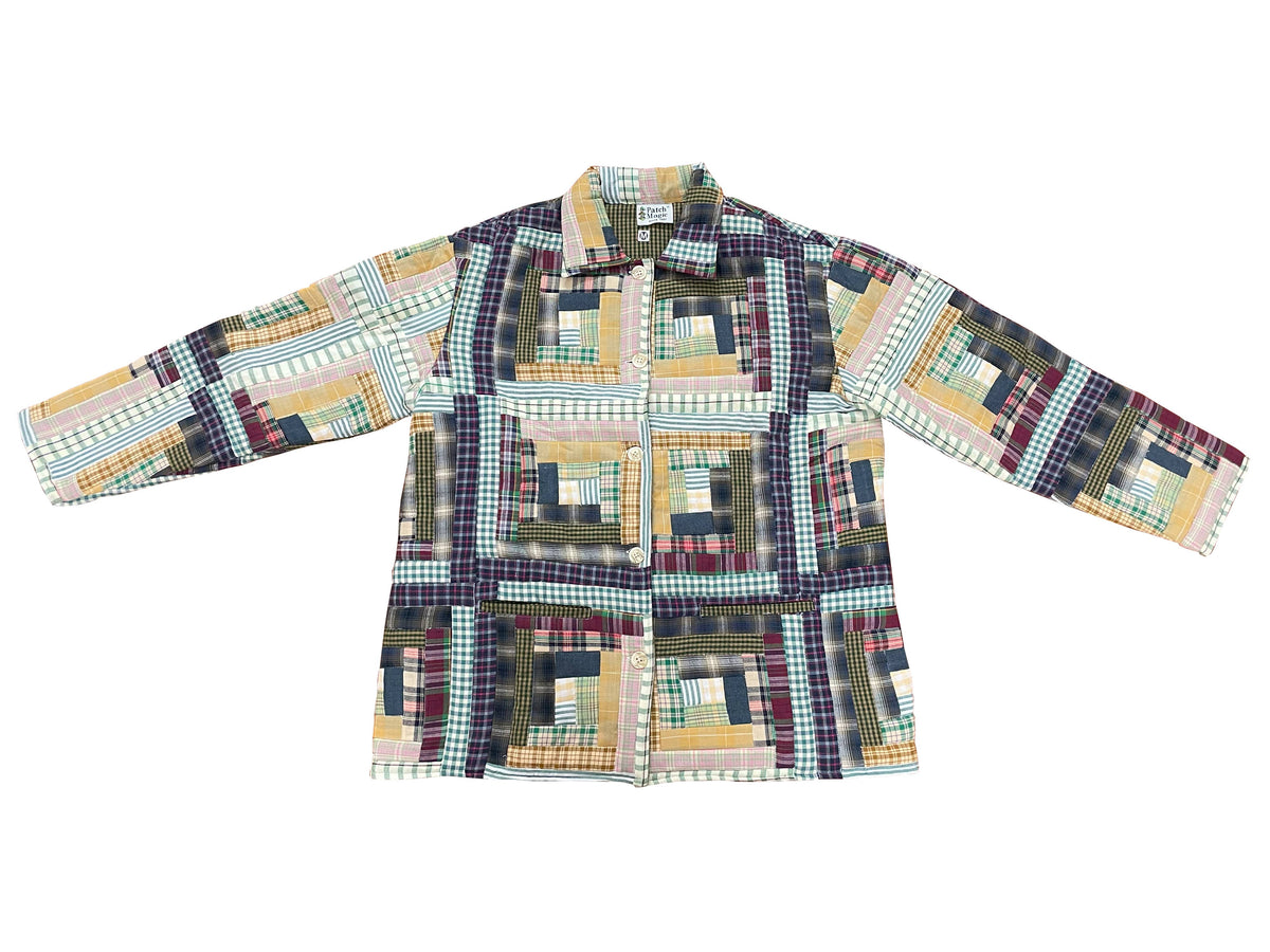 Wild Goose Log Cabin Quilted Cotton Jacket, Reversible, Soft: XL