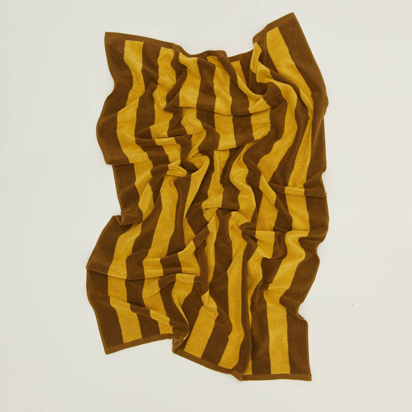 SIMPLE STRIPED TERRY TOWELS - MUSTARD/BRONZE: WASHCLOTH