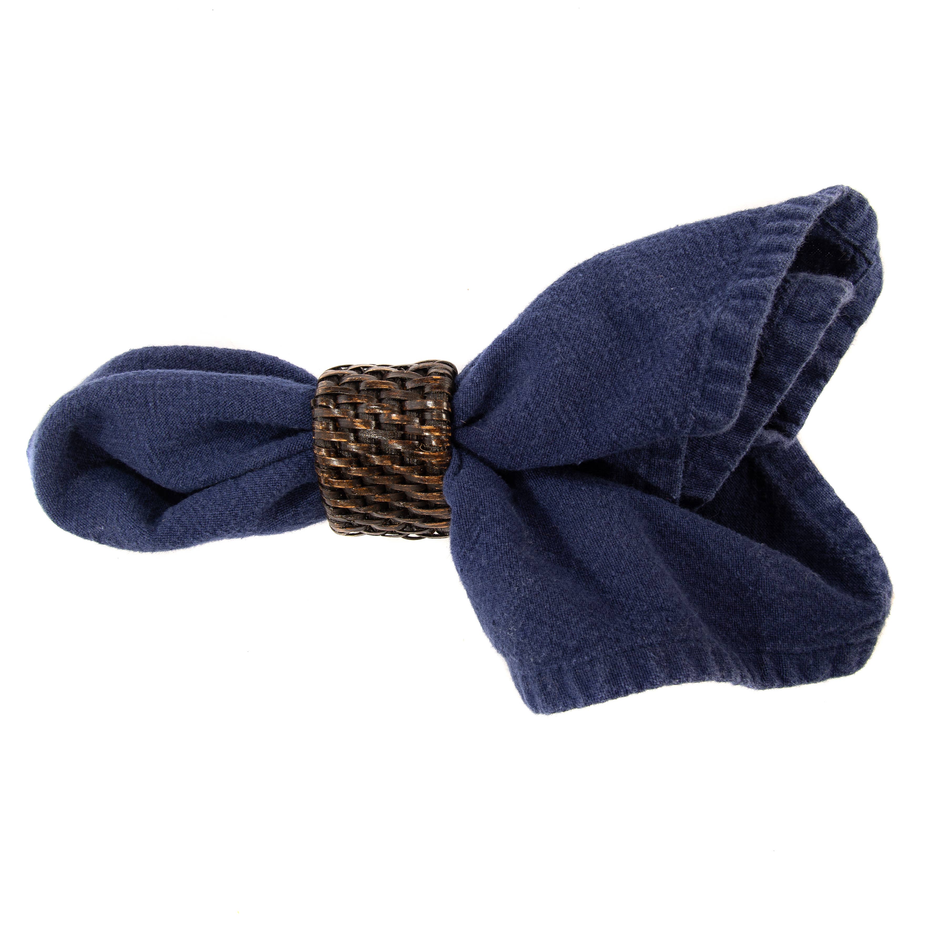 Rattan Oval Napkin Rings 6-piece set: Tudor Black