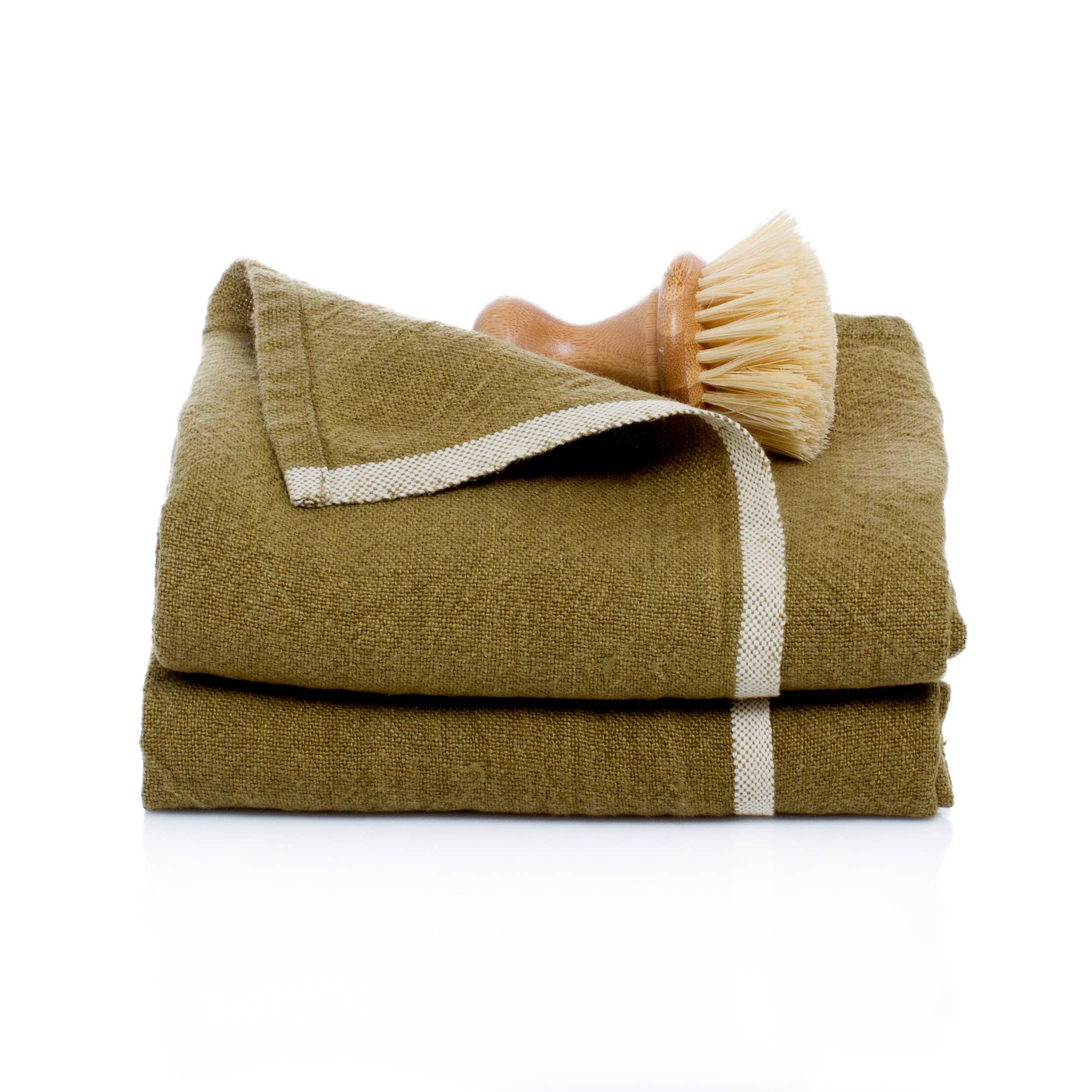 Chunky Linen Forest Green Towels 20x30
