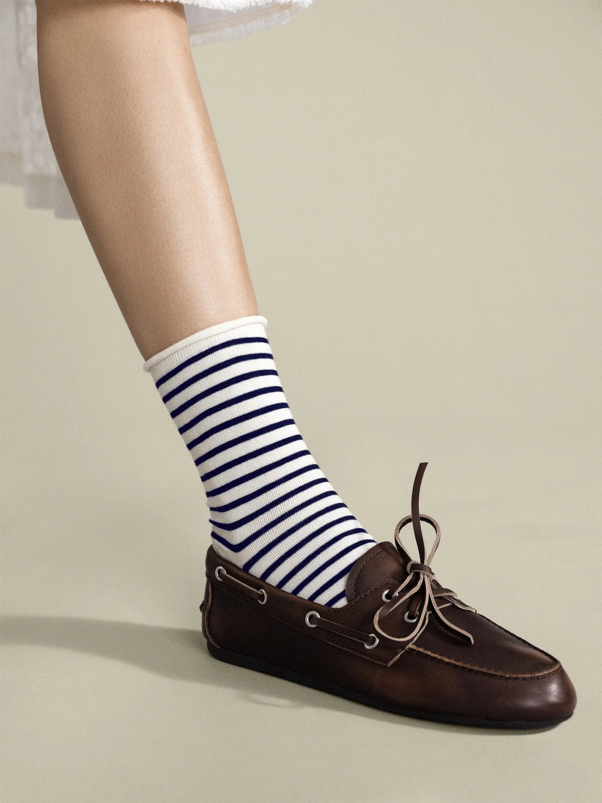 Nautical Stripe Crew Sock, Navy & White