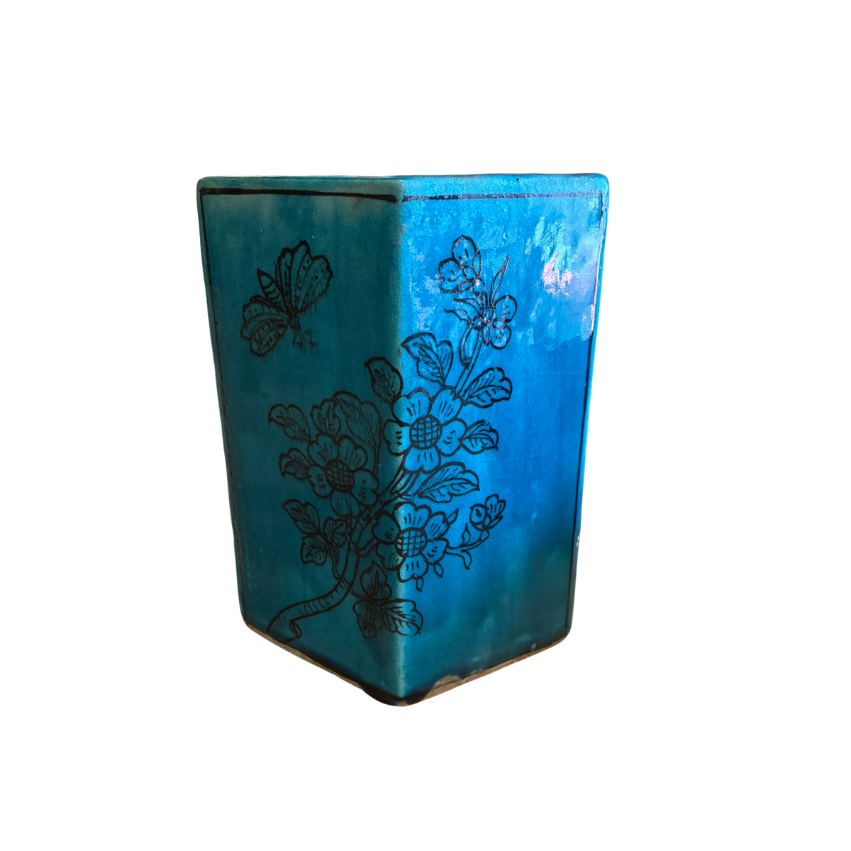 Vintage Chinese Blue/Turquoise Ceramic Vase