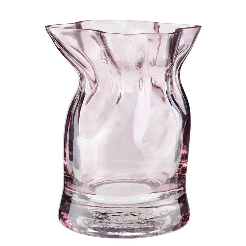 Lilac Glass Cinched Vase - Small: 5" H x 3.5" Dia