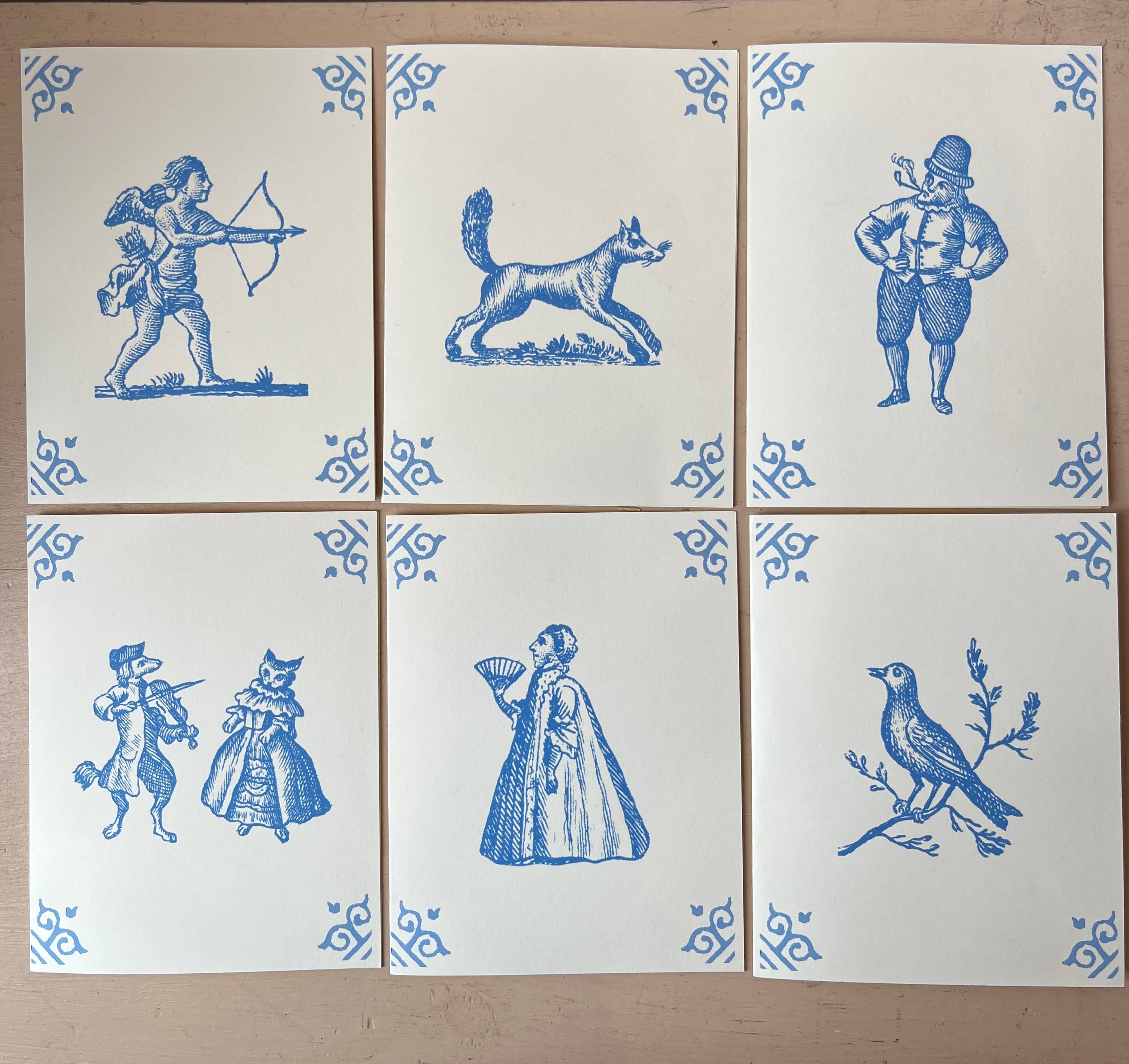 Dutch Tile Cards: Dog and Cat
