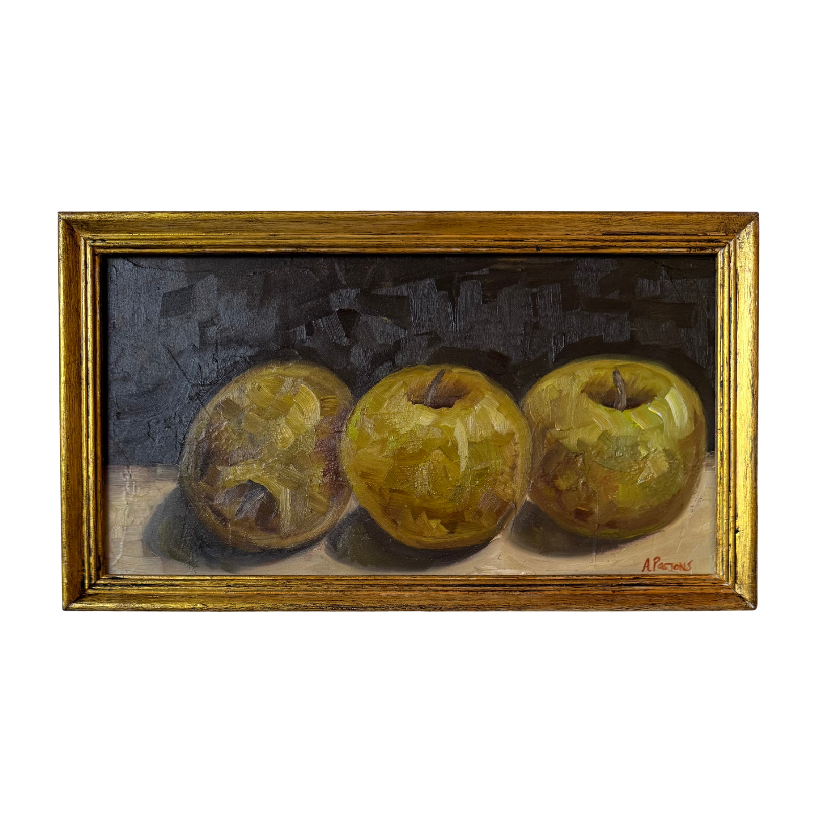 Alison Parsons, Apples in a Gold Vintage Frame, 14” x 8”