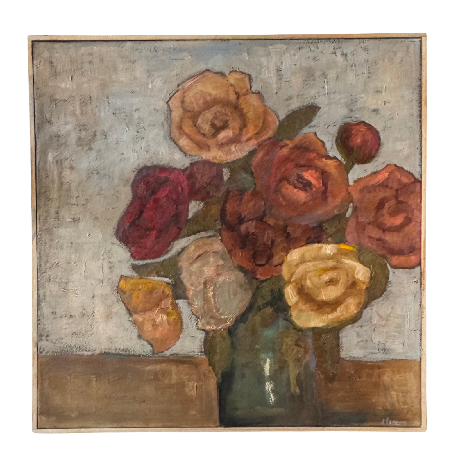 Alison Parsons, Floral with Light Blue Background, 20.5” x 20.5”