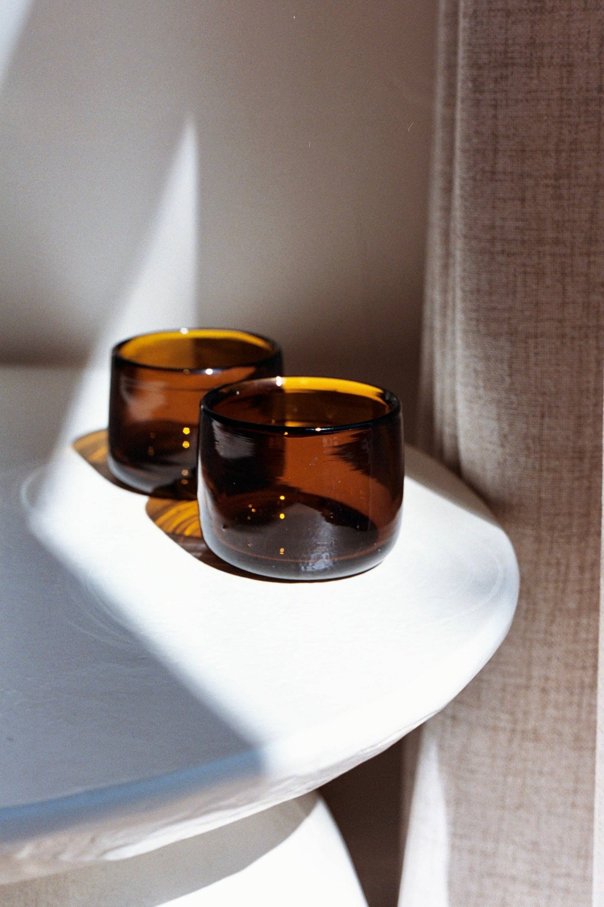 Amber Chunky Shortie Tumbler - Handblown, Recycled Glass