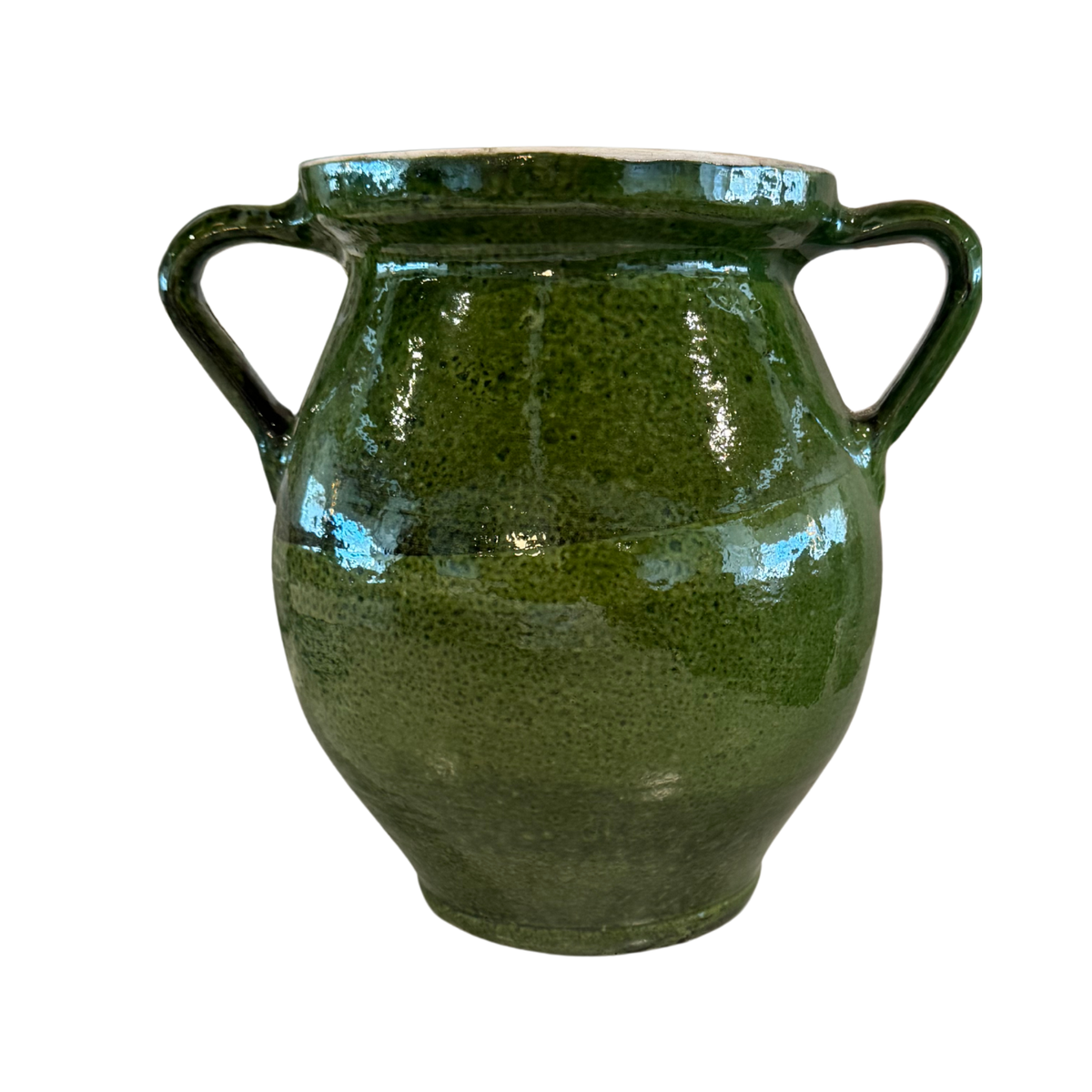 Vintage Two Handled Green Glazed Jar