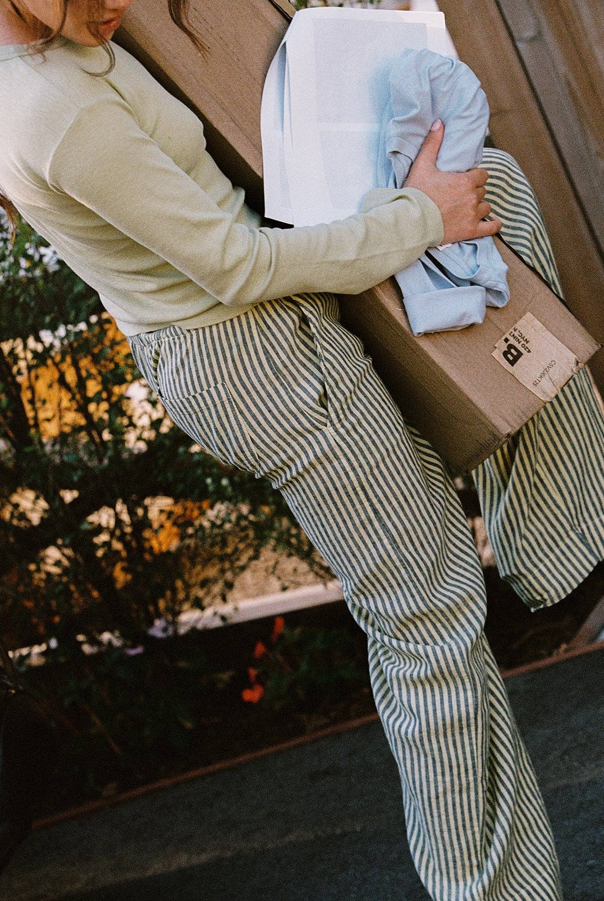 Laundered Stripe Pant: Lime Stripe / M