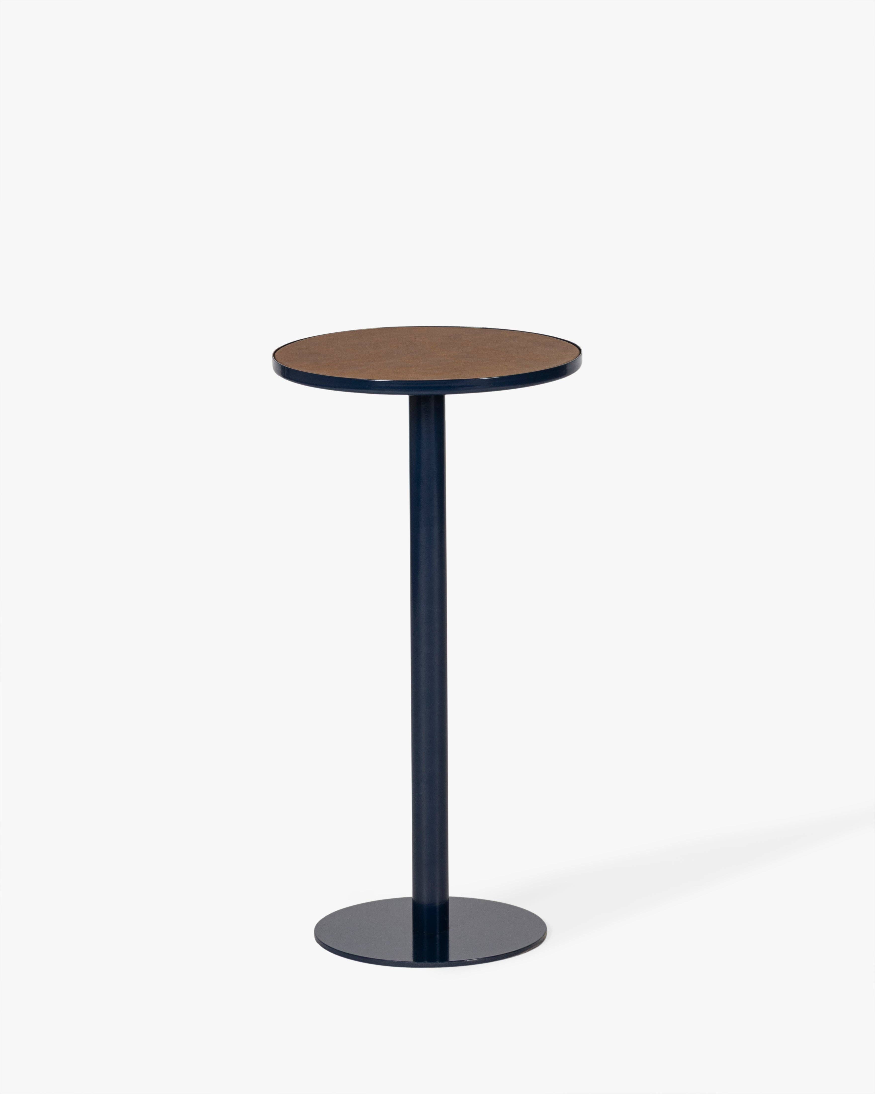 Calder Leather Drink Table: BLUE