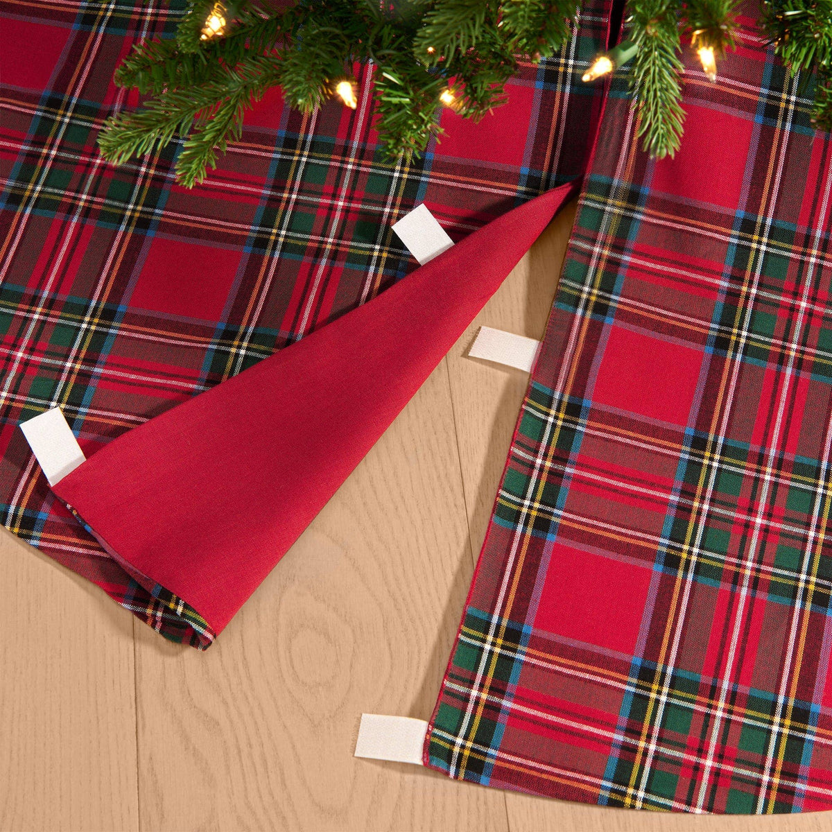 Stowe Tartan Plaid Christmas Tree Skirt: Red