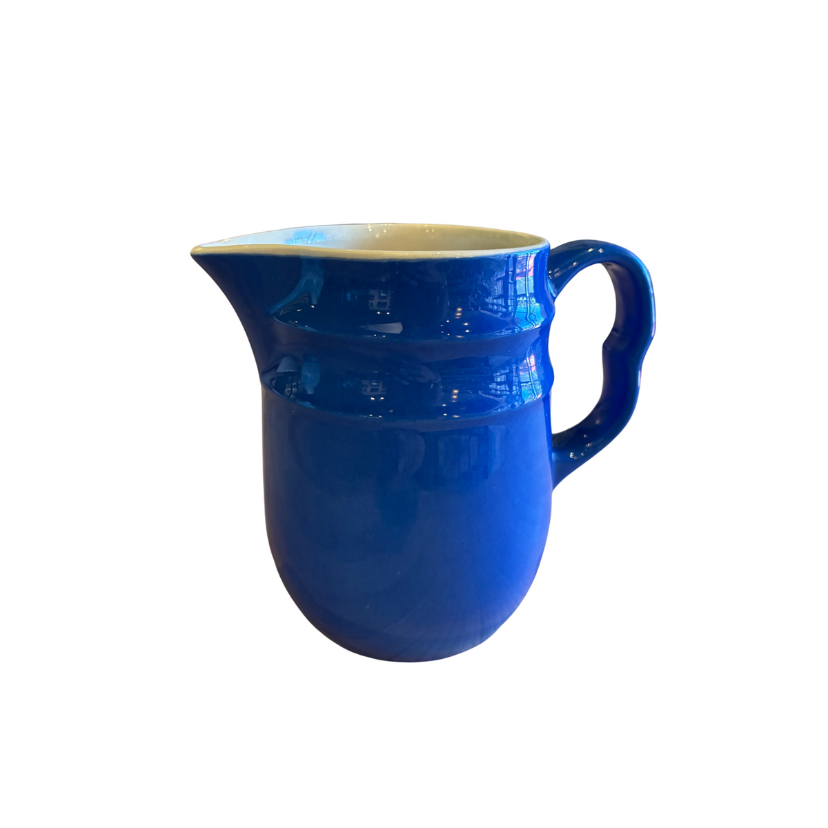 Vintage Mid-Century Oxford Stoneware Ceramic Pitcher in Cobalt Blue