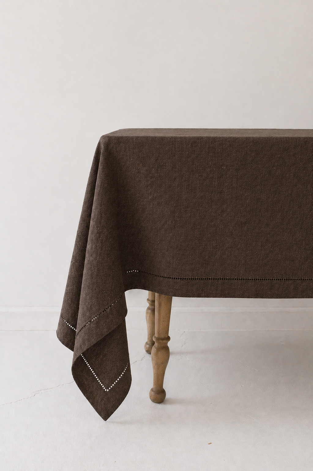 Tablecloth - Brown Linen Hemstitch 60”x90"