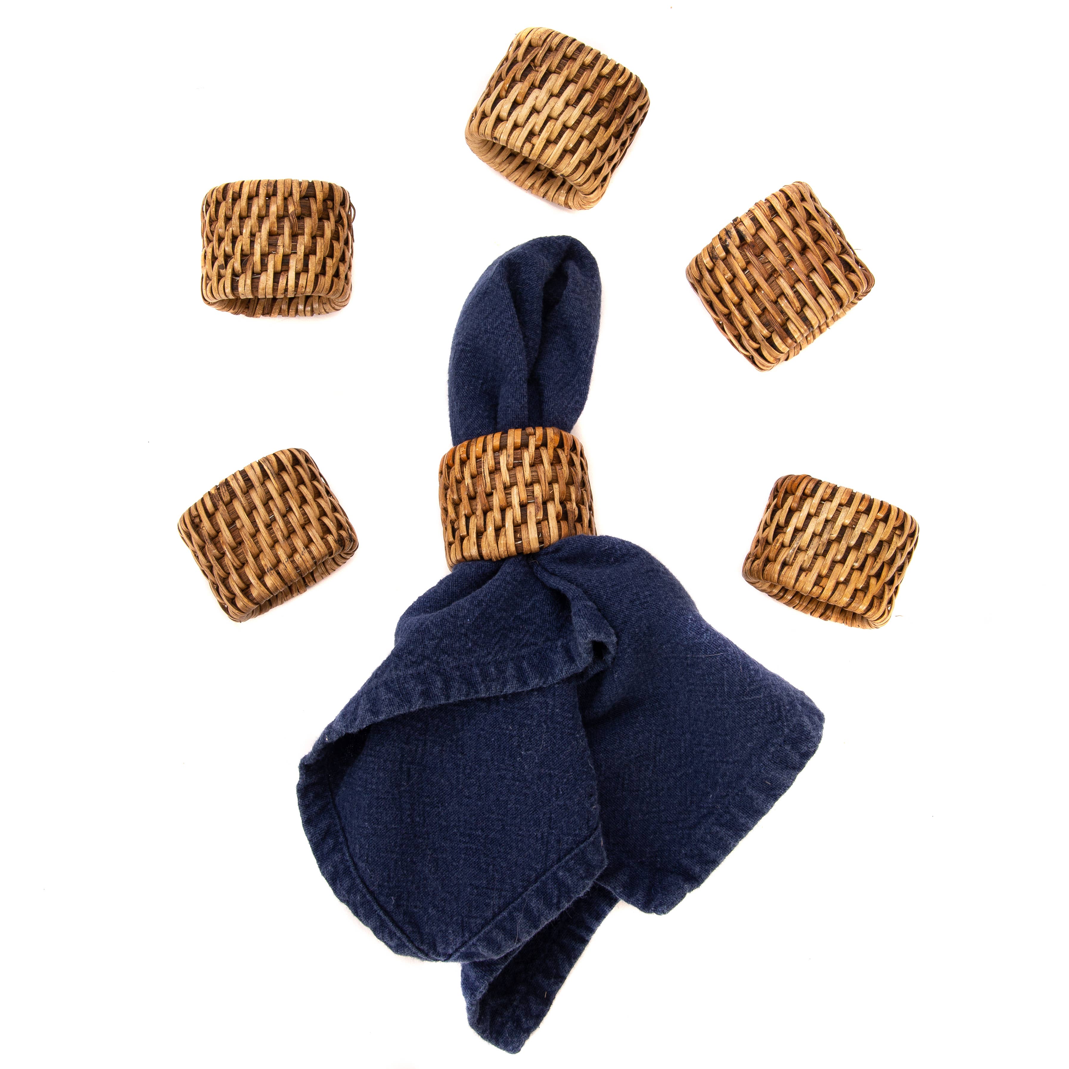 Rattan Oval Napkin Rings 6-piece set: Honey Brown