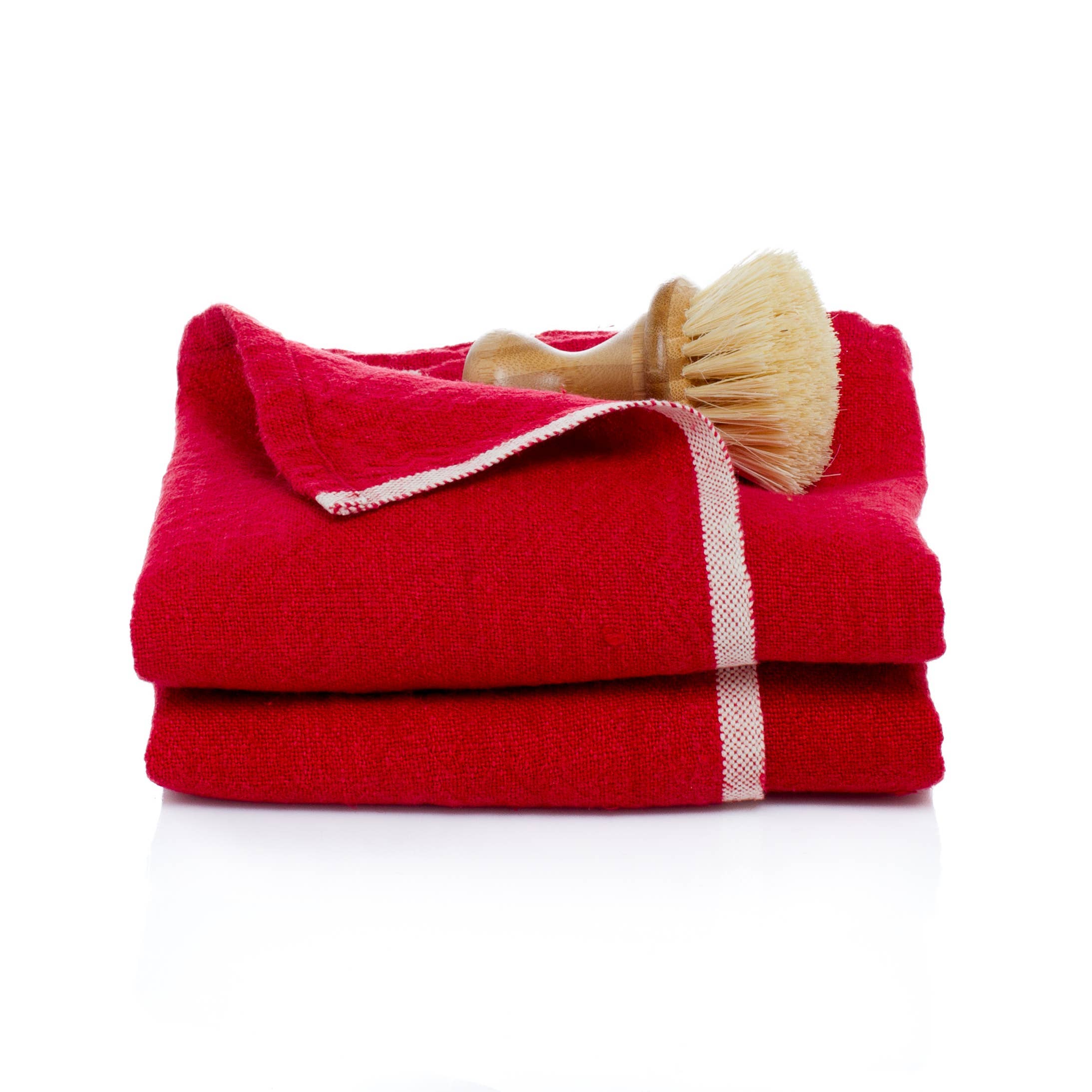Chunky Linen Red Towels 20x30
