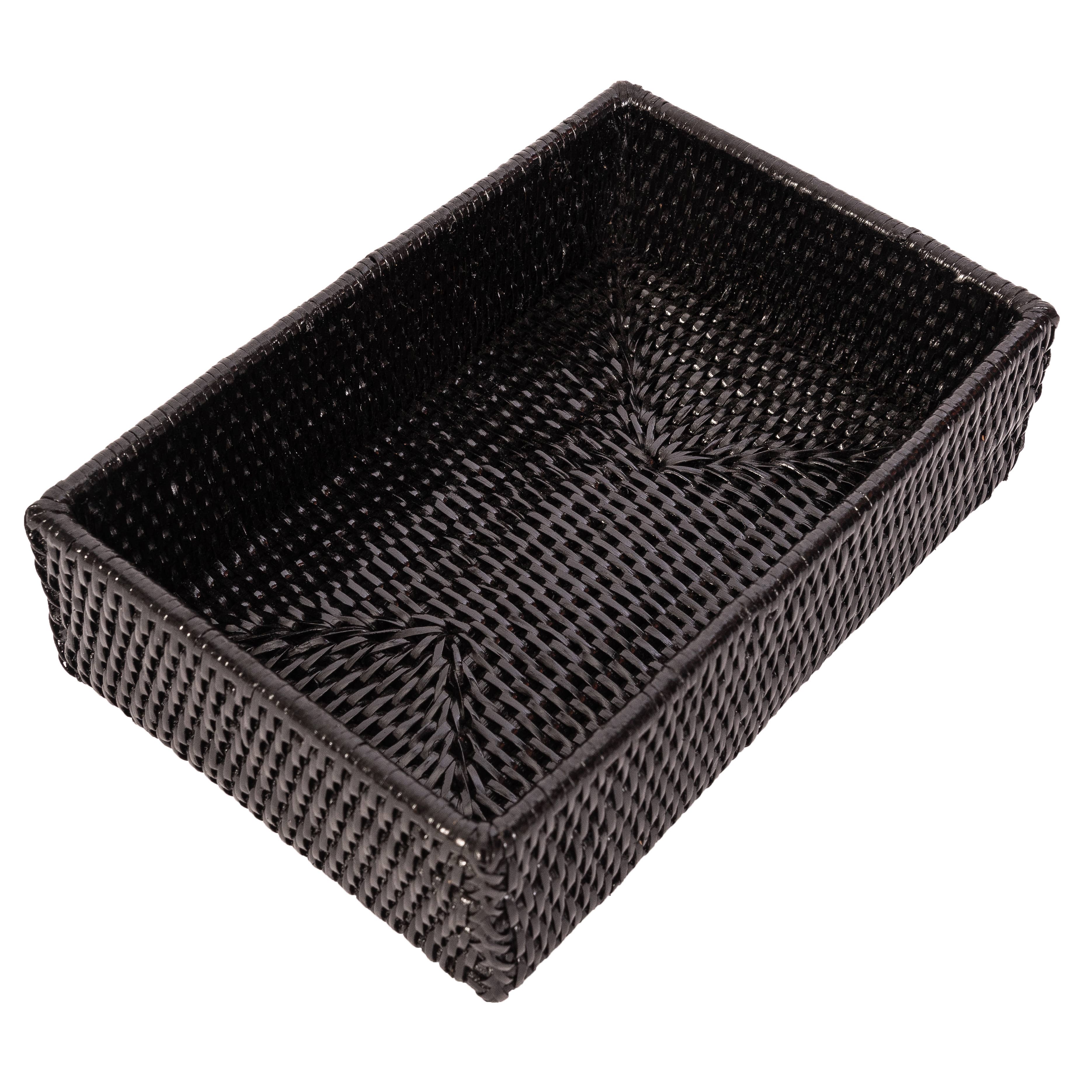 Rattan Guest Towel - Rectangular Napkin Holder: Tudor Black