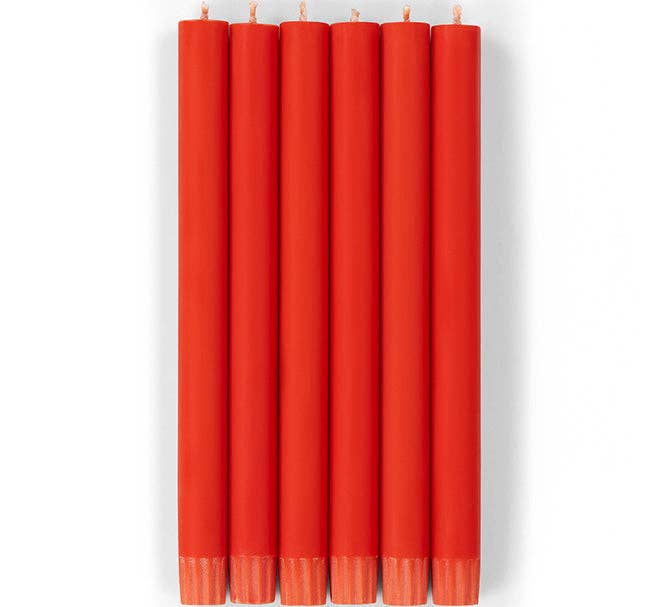 Poppy Red Eco Dinner Candles, Gift Box of 6 (10” H)