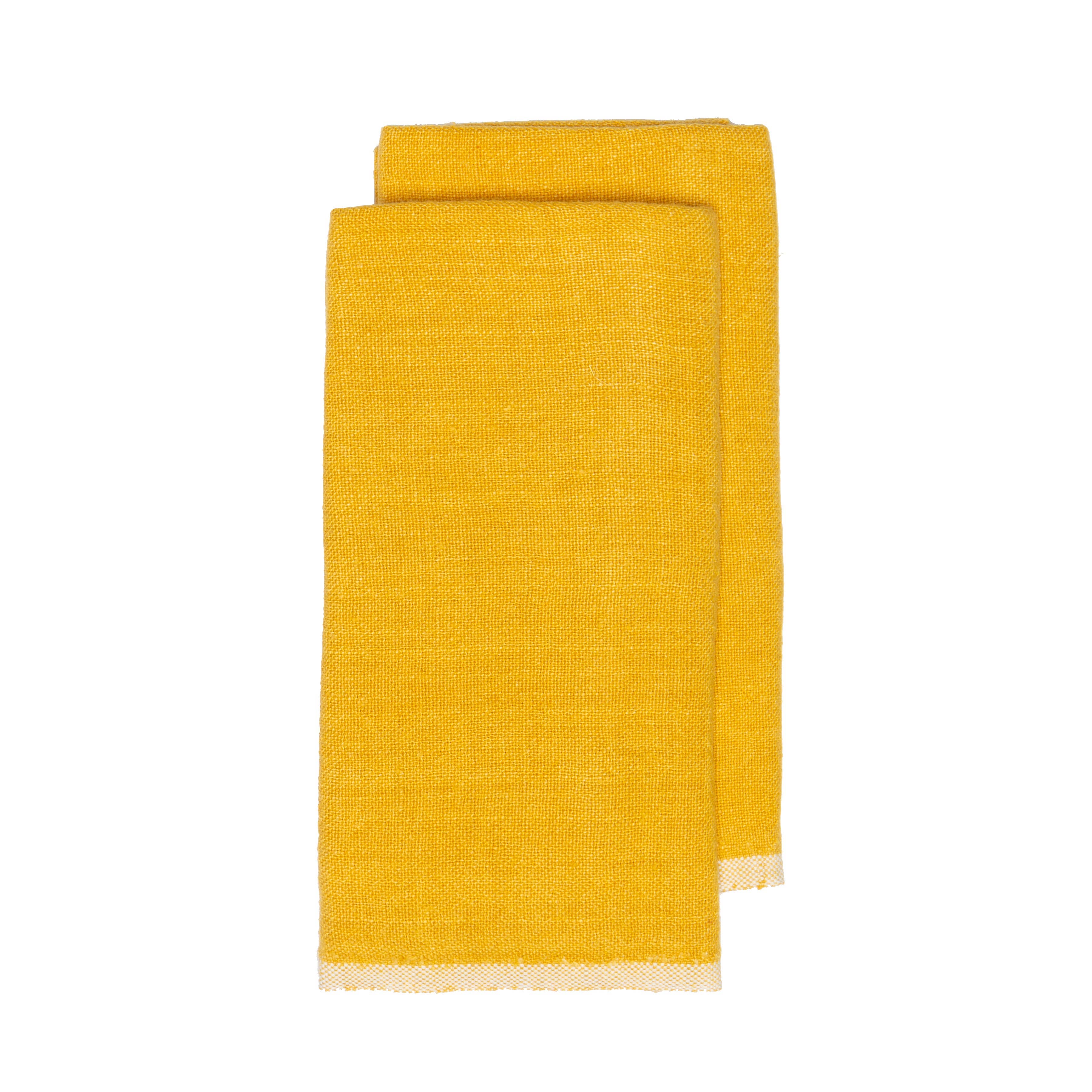Chunky Linen Mustard Towels 20x30