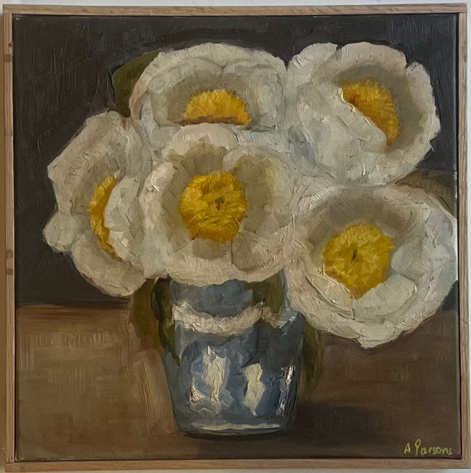 Alison Parsons, White Floral Bouquet 12.5” x 12.5”