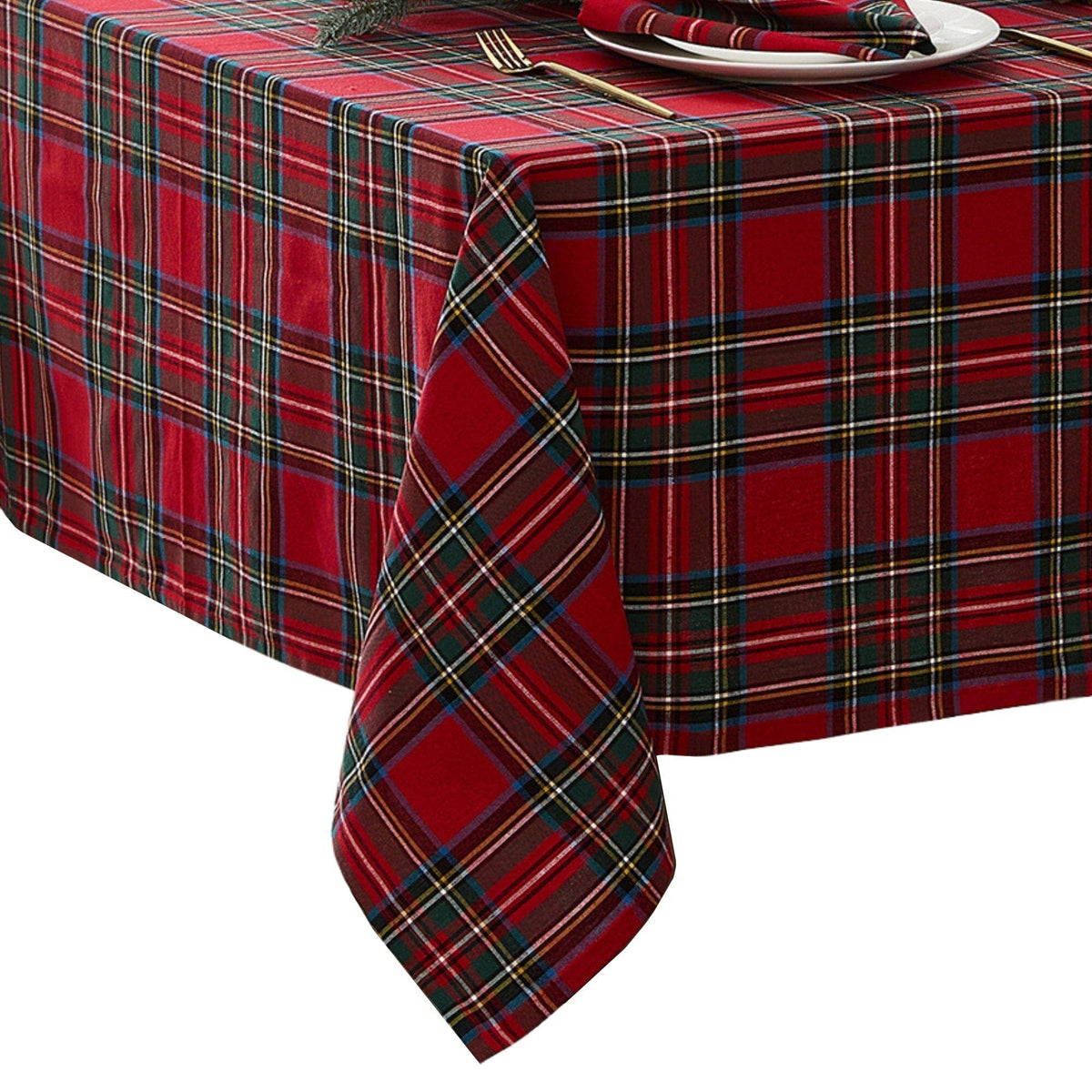 Stowe Tartan Holiday Plaid Tablecloth: Red / 60"x120"