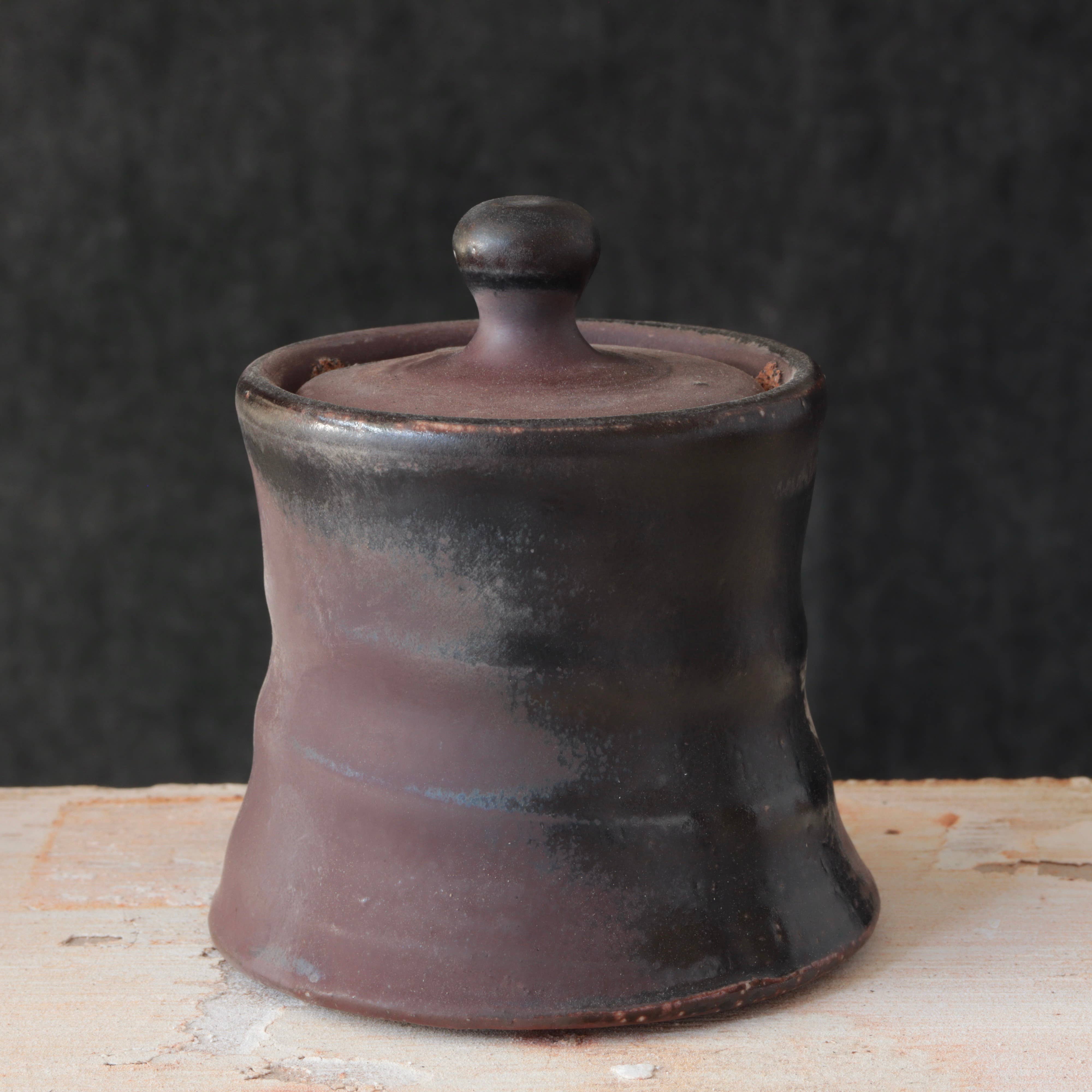 Soda-Fired Sugar Jars Hourglass Shape Dark 