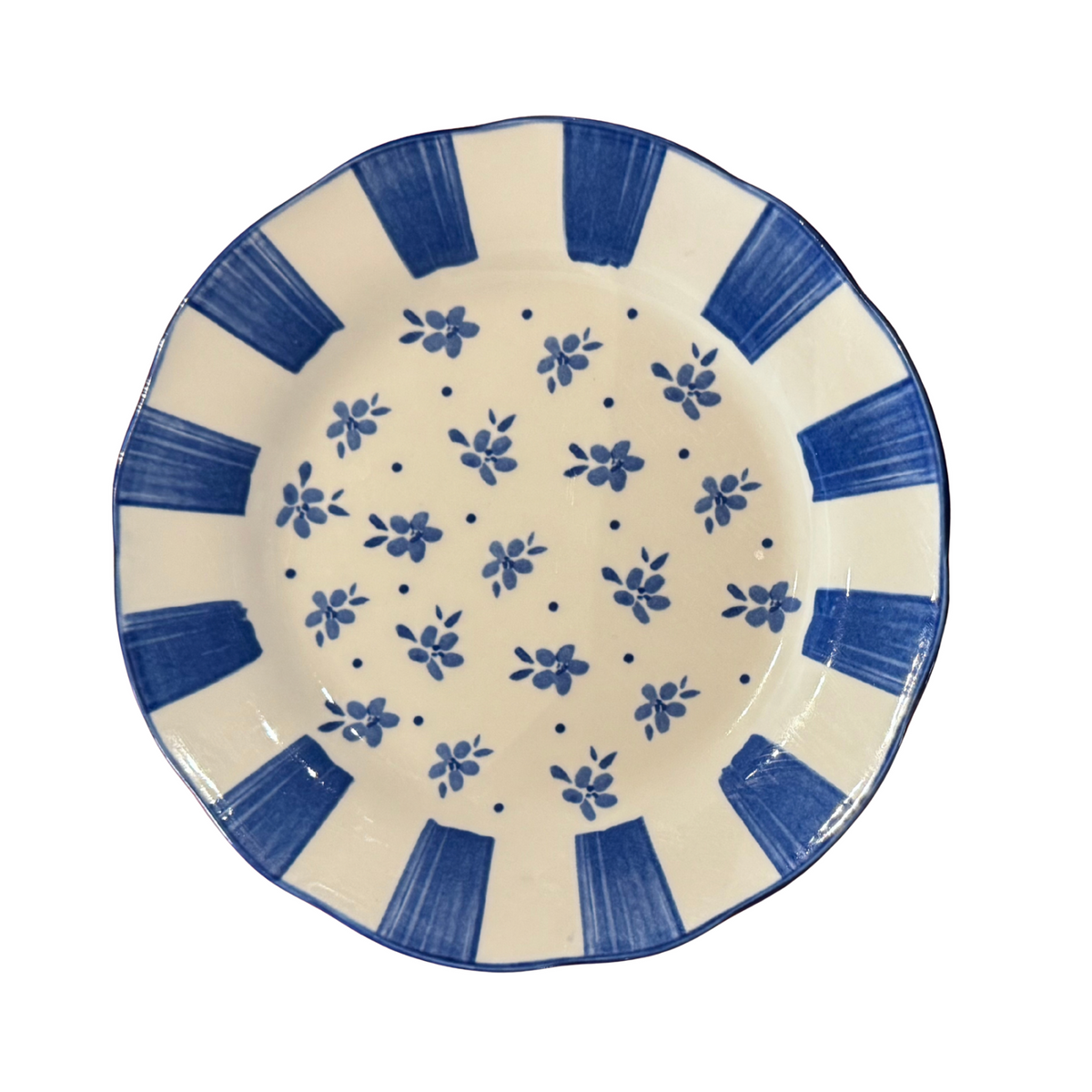 Blue and White Fine China Plate 7.5”