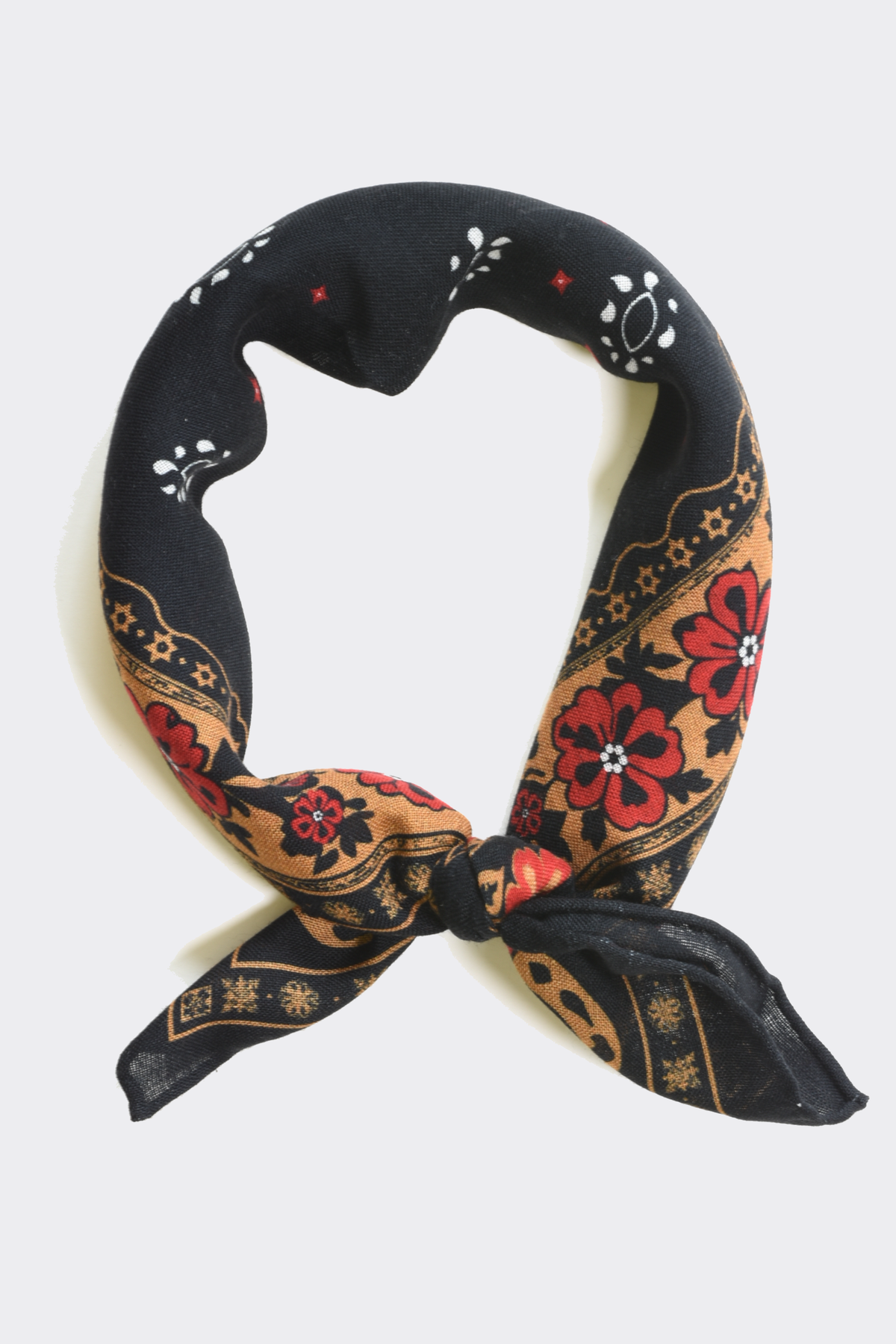 Western Floral Horseshoe 100% Wool Bandana: One size