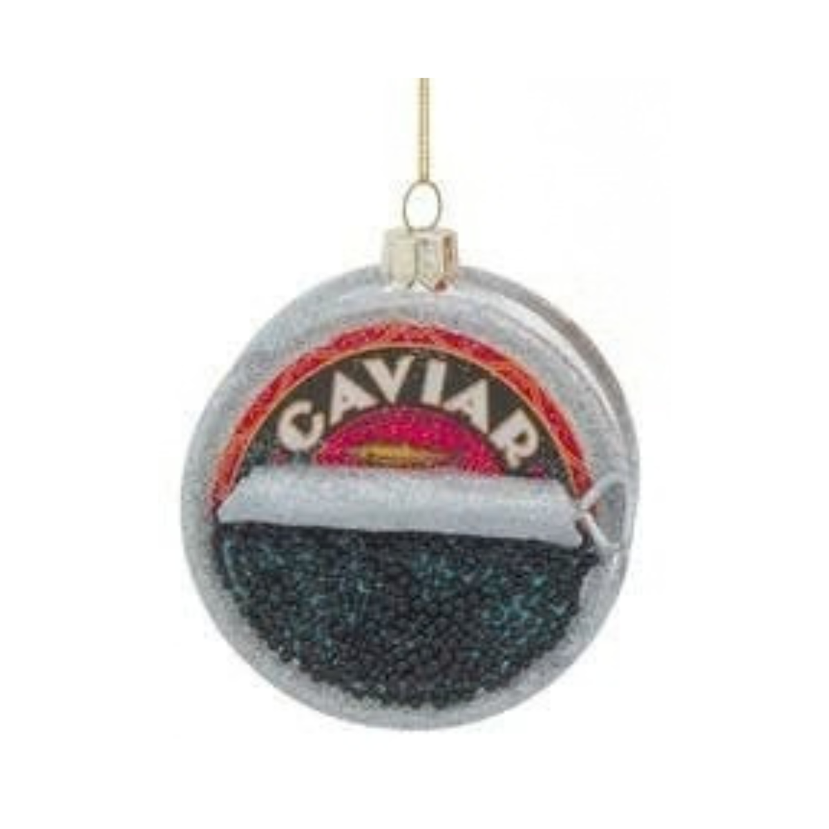 Glass Caviar Ornament, Silver