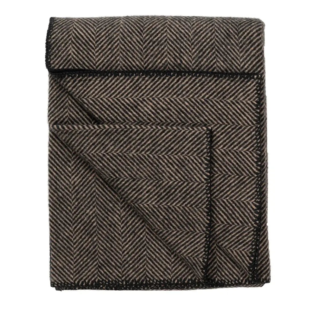 Highland Tweeds Wool BIG Throw ~ Black Herringbone  ~