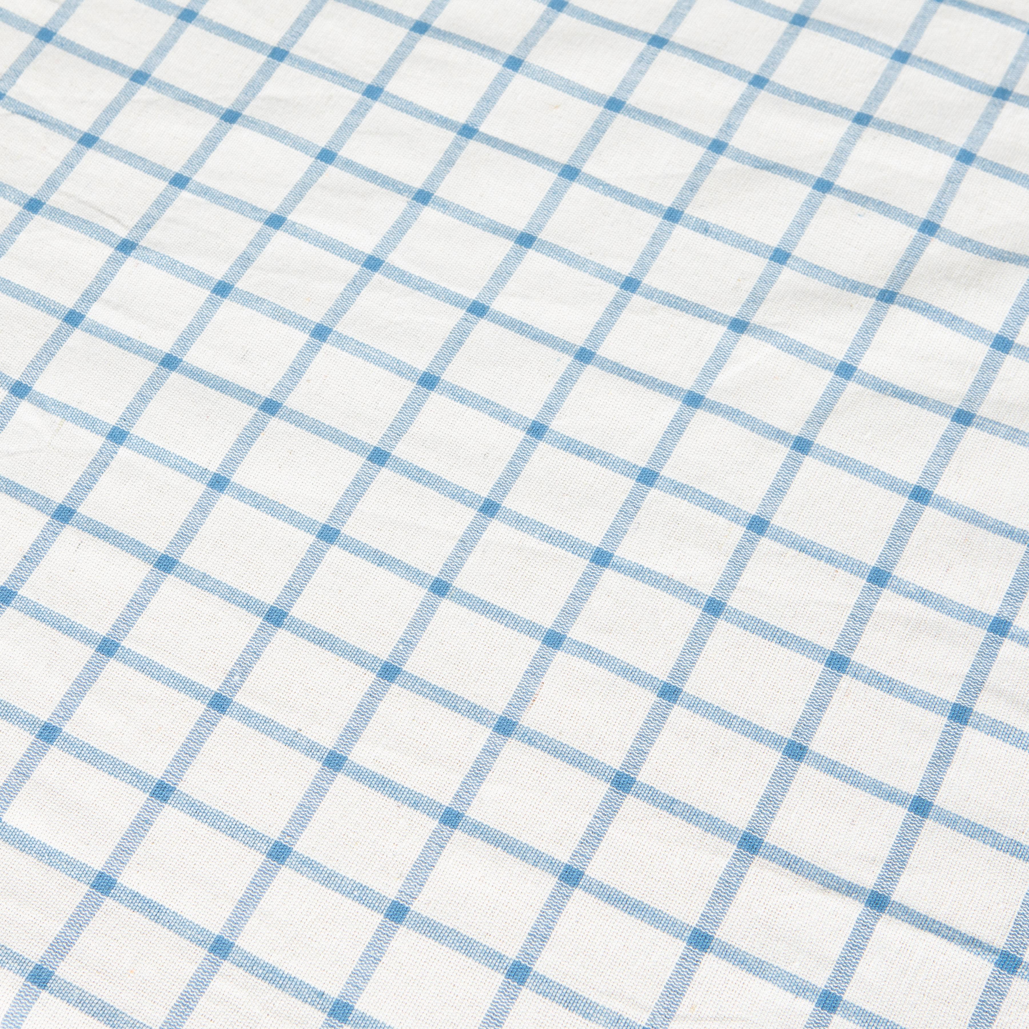 French Tablecloth Windowpane Blue & Natural