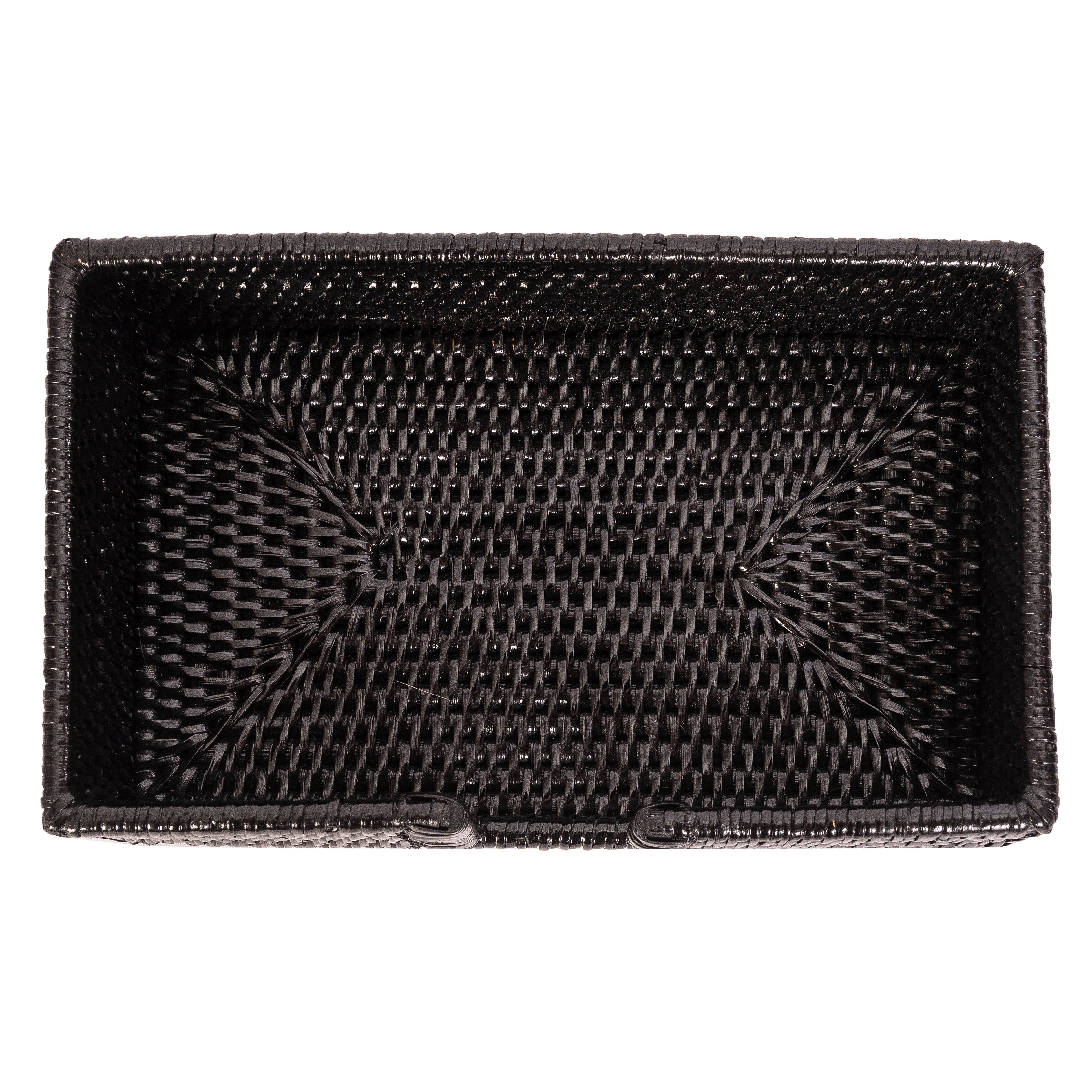 Rattan Guest Towel/Napkin Holder with Cutout: Tudor Black