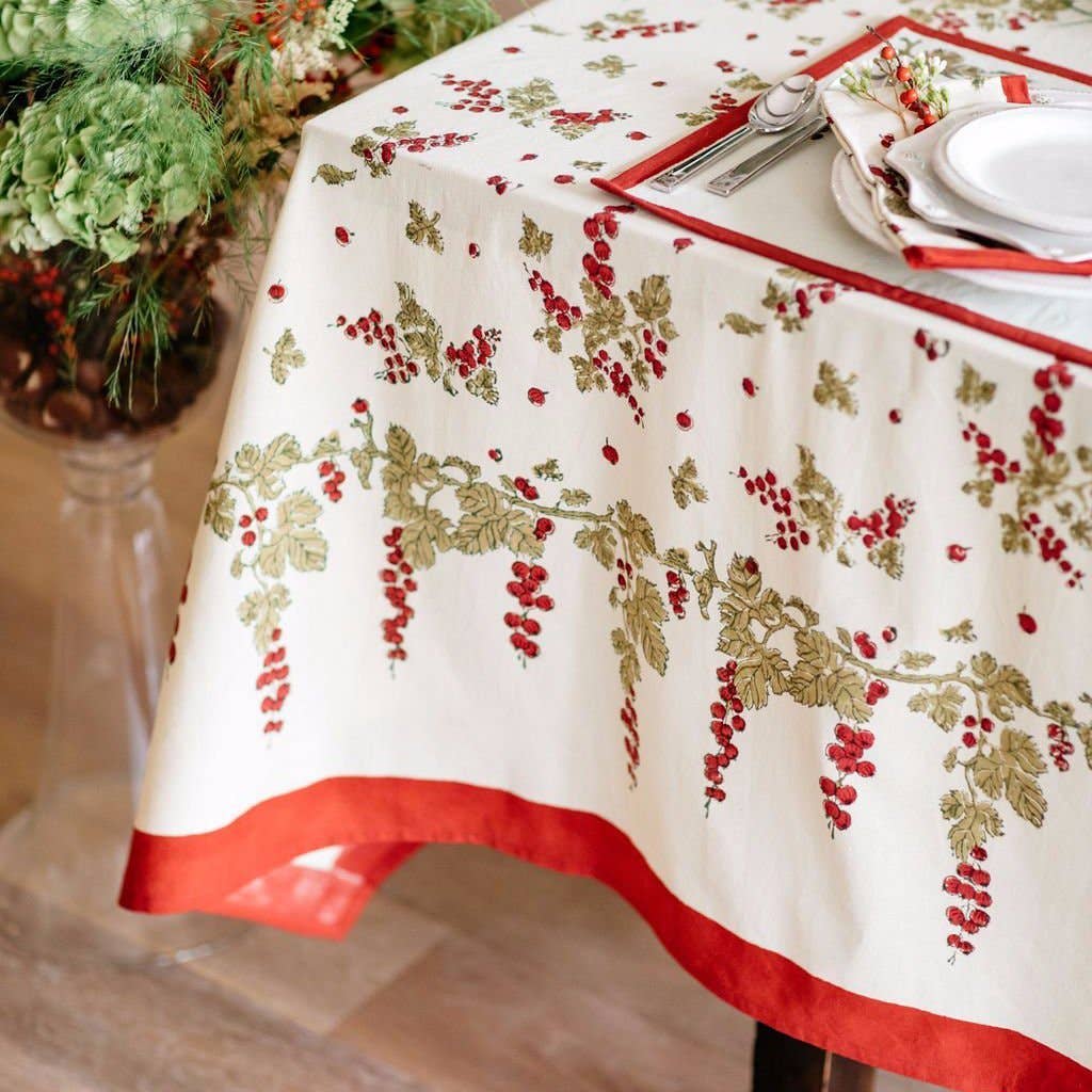 Gooseberry Red & Green | French Tablecloths: 71" x 106"