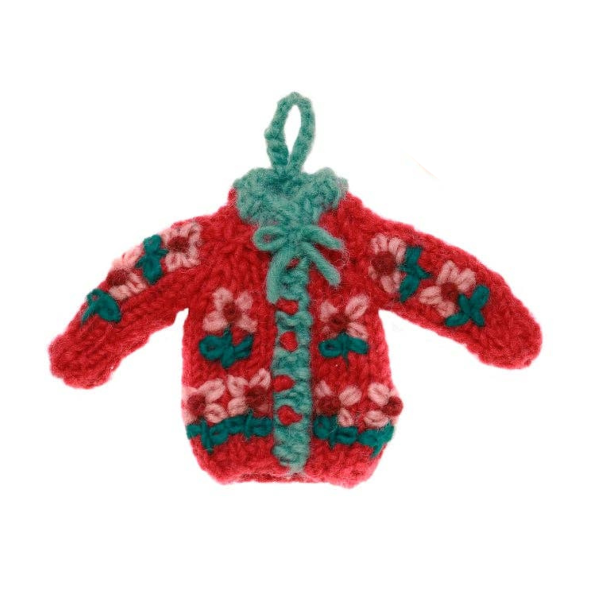 Floral Cardigan Ornament, Red