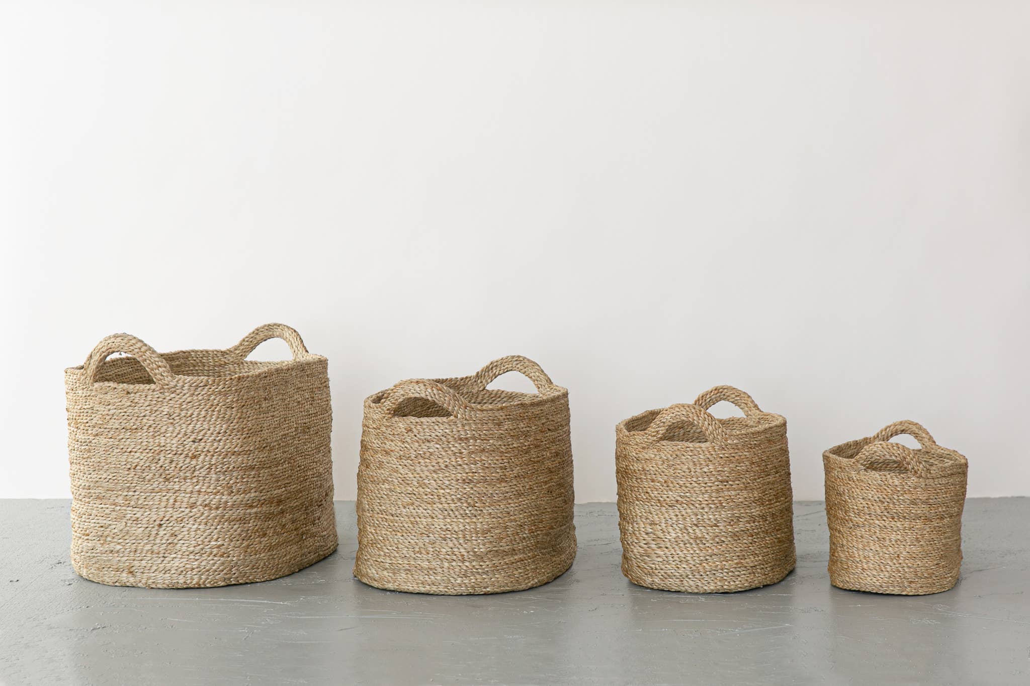 Oval Basket with handle, jute - natural: Large