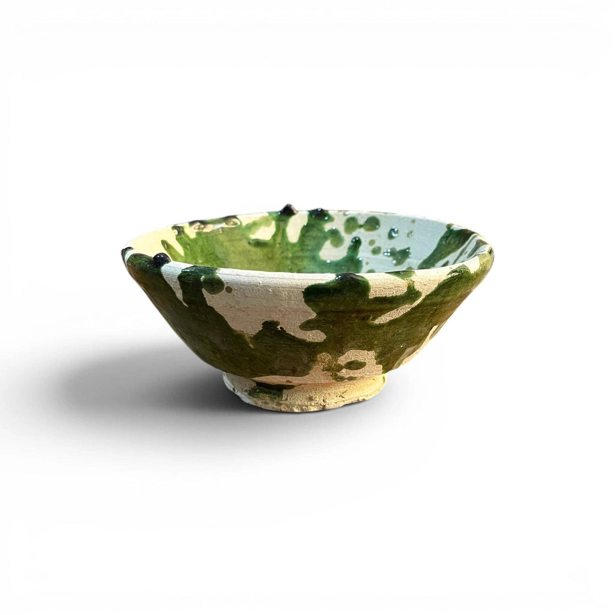 Handmade Green Splatter Ceramic Bowls | Rustic Moroccan Serving Bowls, Sold Individually